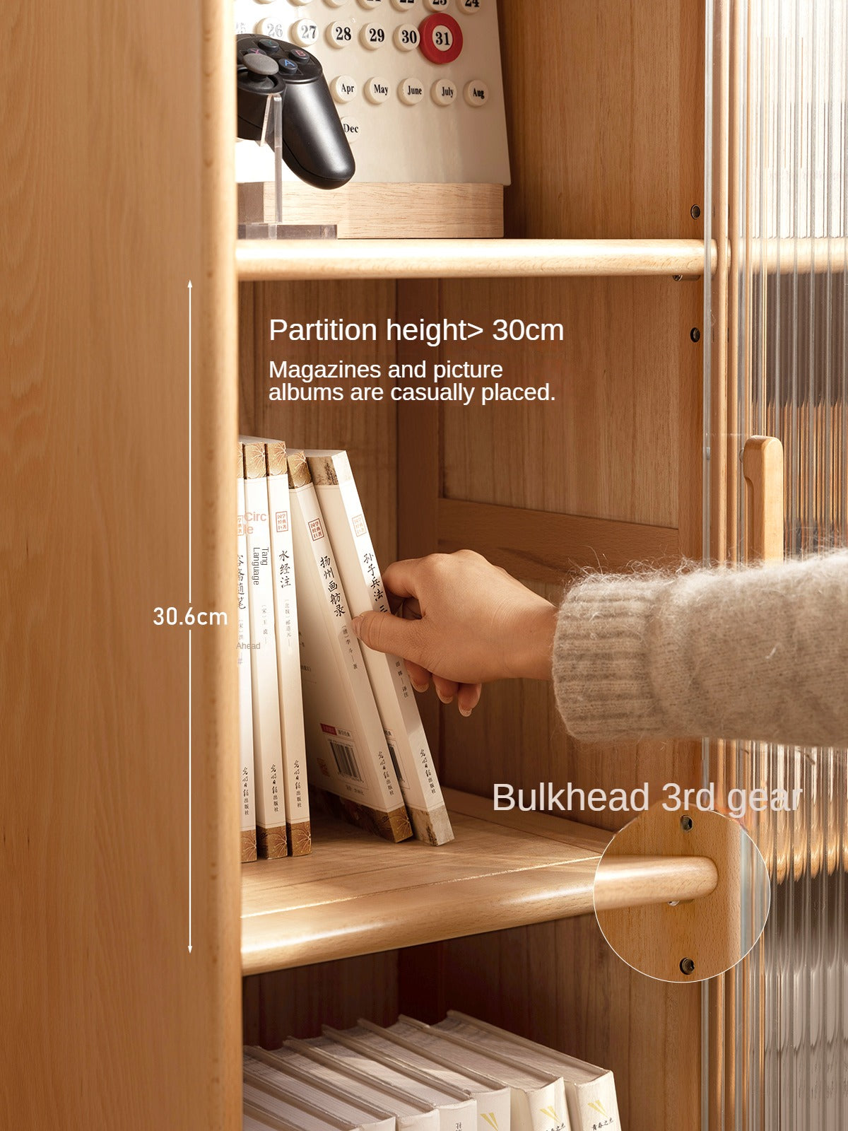 Solid Beech Wood Sliding Door Side Cabinet - Modern Storage Solution for Bedroom, Living Room & Office