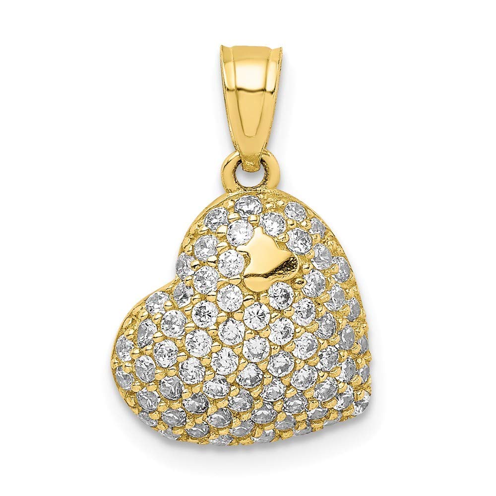 10K Gold CZ Cubic Zirconia Heart Pendant Necklace for Women - Simulated Diamond Micropave Love Jewelry Gift for Valentine's Day, Anniversary & Special Occasions