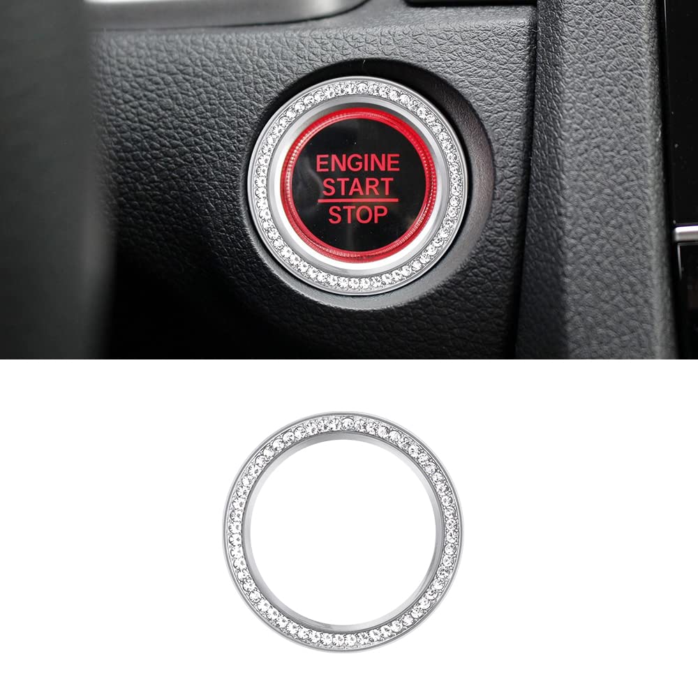 PIFOOG Rhinestone Push to Start Button Cover for Honda Civic Accord CR-V - Bling Car Ignition Switch Sticker - Interior Decoration Accessories for Women & Men - Perfect for Customizing Your Vehicle's Dashboard