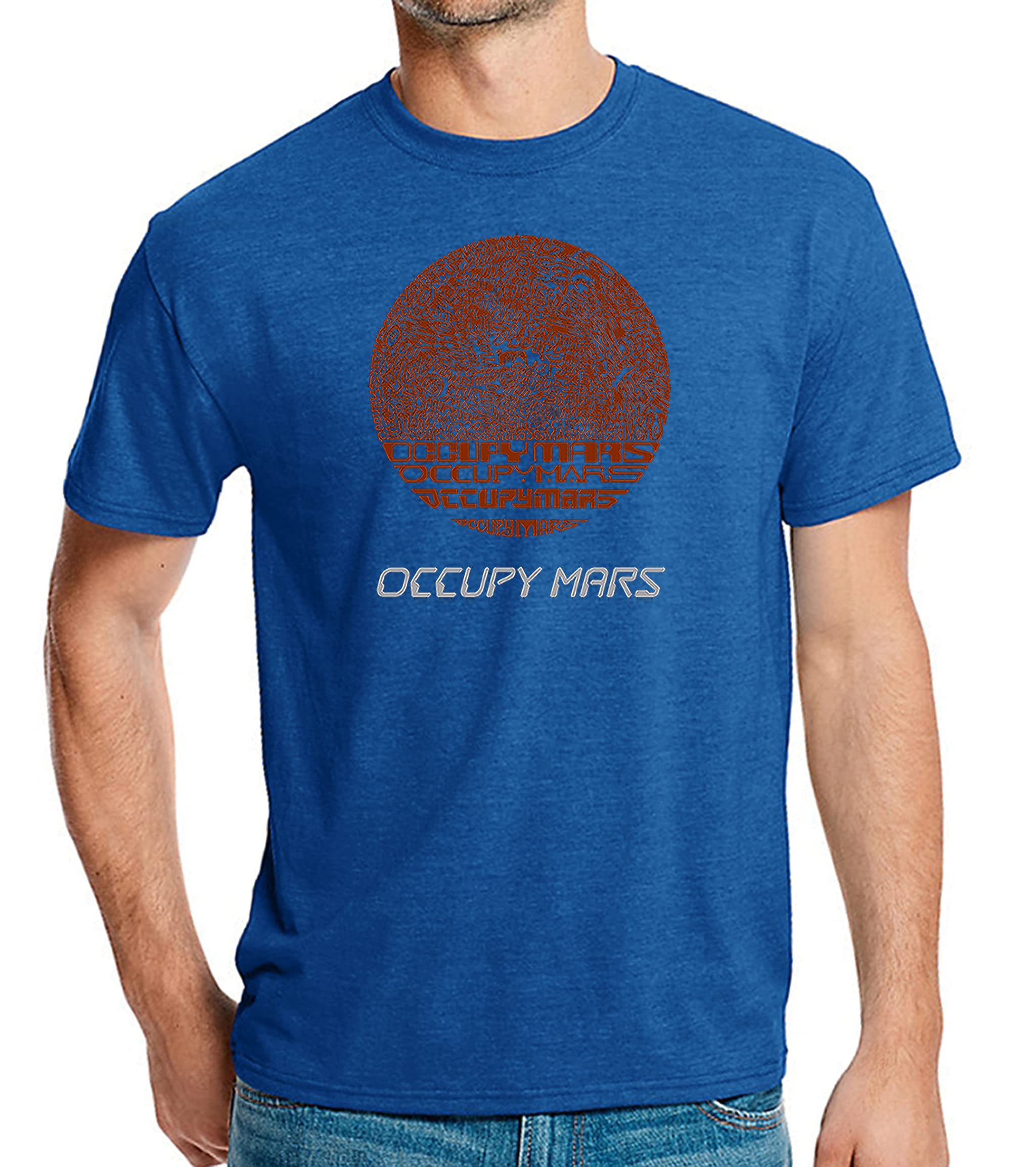 LA POP ART Men's Word Art Graphic Tank Top - Occupy Mars Design - Casual Summer Muscle Tee for Streetwear & Gym Workouts