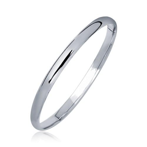 14K White Gold Polished Dome Children's Bangle Bracelet - Size 5.5