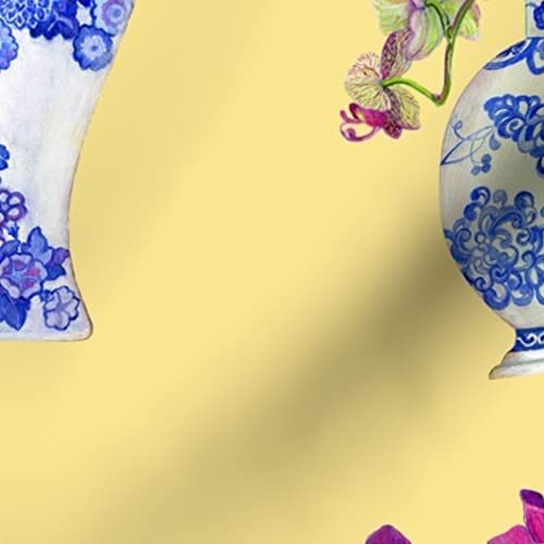 Premium Spoonflower Fabric - Yellow Blue White Printed Petal Signature Cotton Fabric Fat Quarter for Sewing, Quilting, Apparel & Crafts | DIY Home Decor, Fashion Design & Gift Making Projects