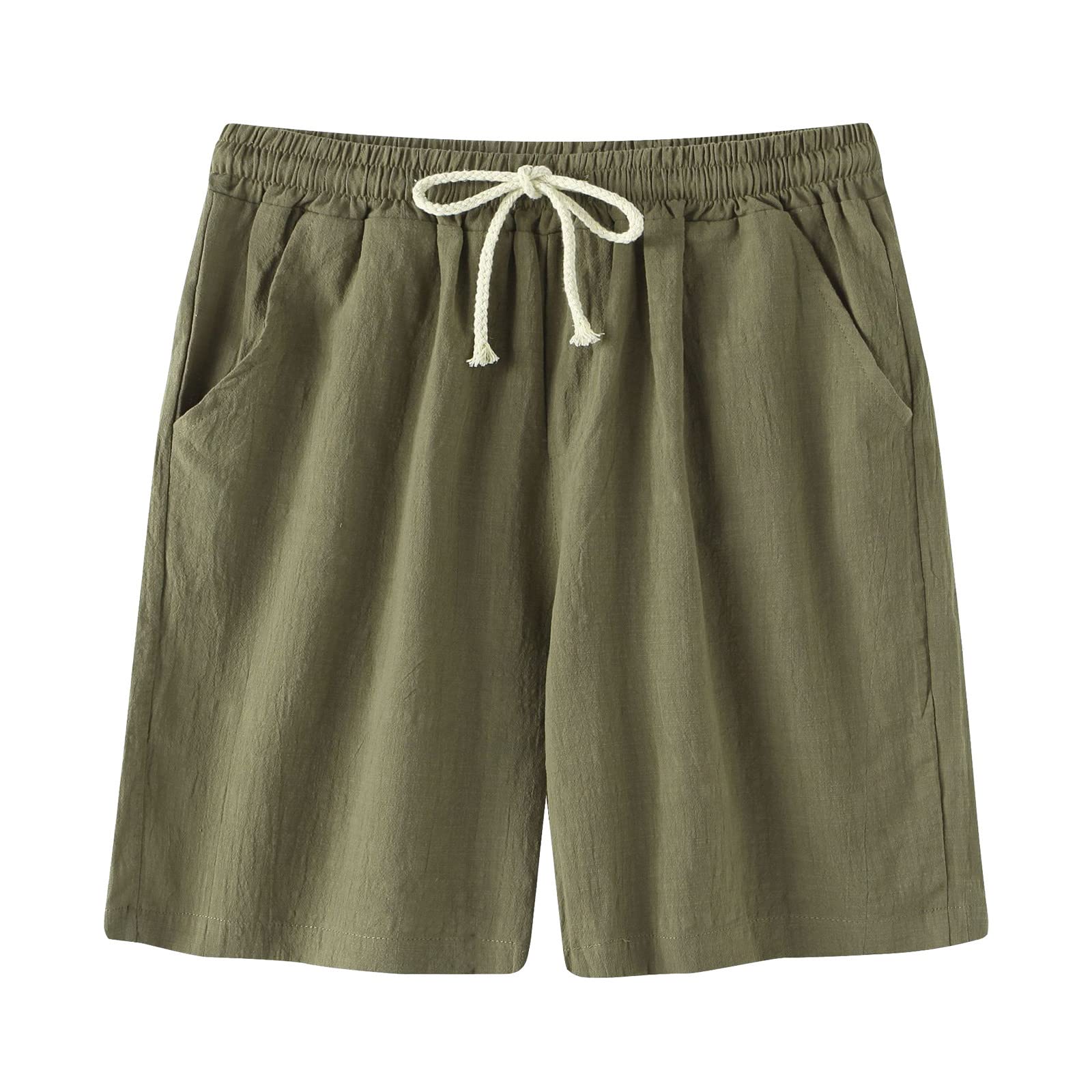 **Men's Casual Cotton Linen Shorts - Breathable Solid Color Summer Shorts for Outdoor Activities, Beach, and Travel**
