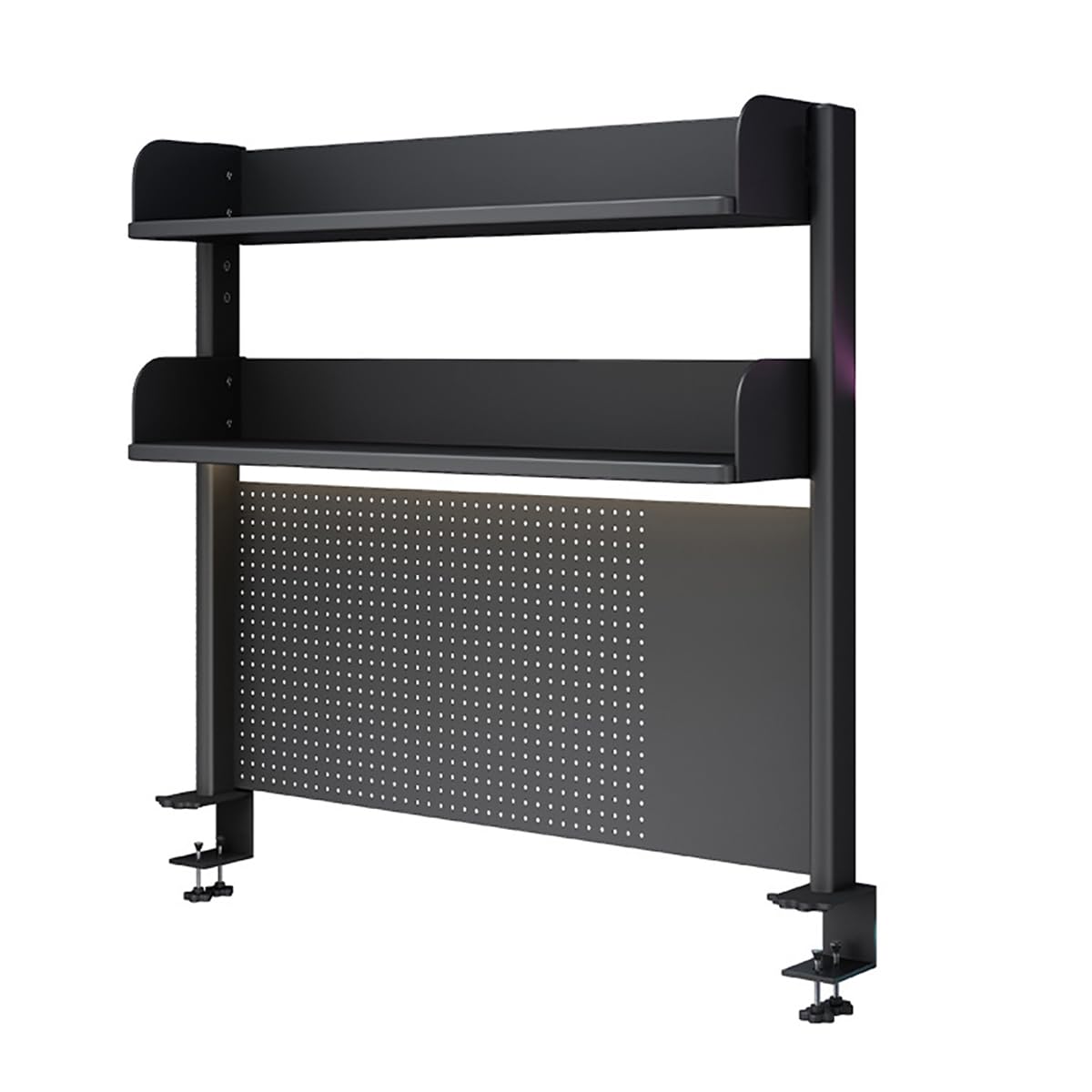 Black Clamp-On Desk Organizer Shelf with Pegboard - 31.5x37.5in Space-Saving Tabletop Storage for Home Office, Dorm & Gaming Desk - Perfect for Organizing Books, Supplies & Displaying Collectibles