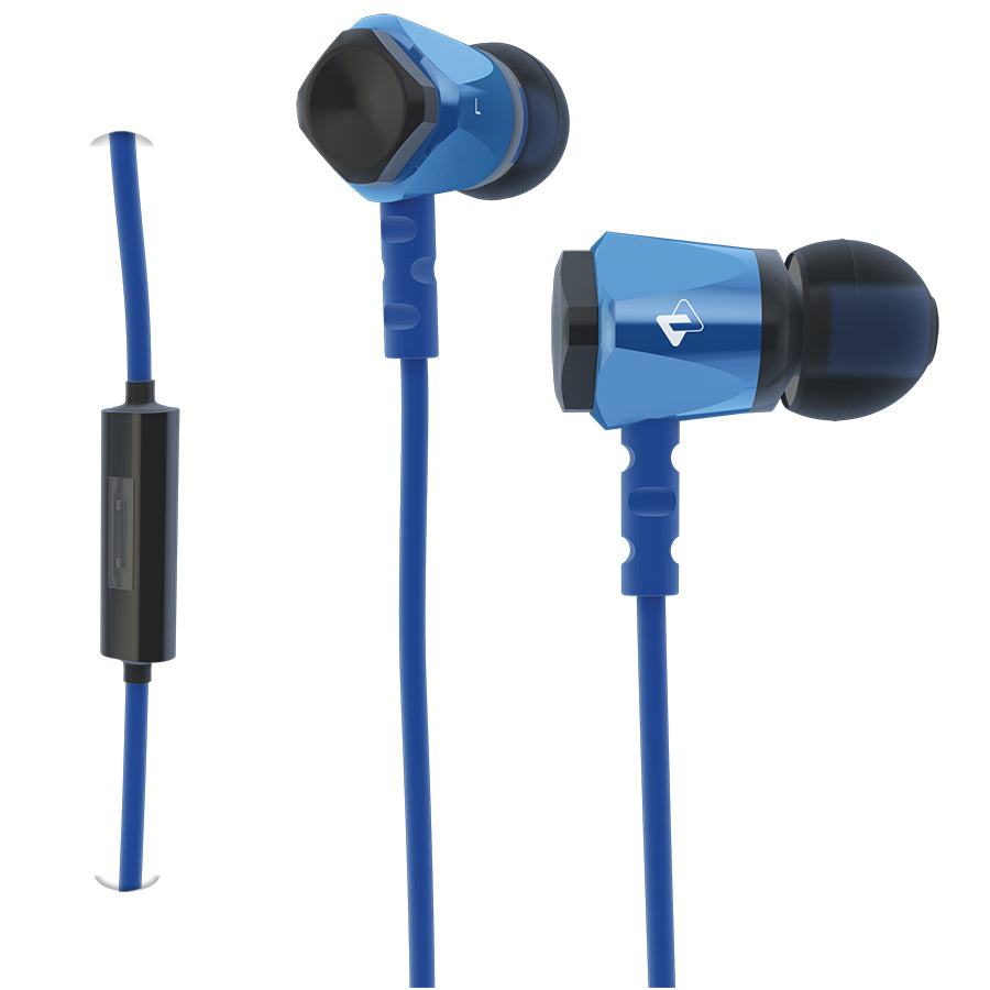 Fischer Audio Blue Ribbon In-Ear Headphones with Remote Control - High-Quality Sound for Commuting, Workouts & Travel