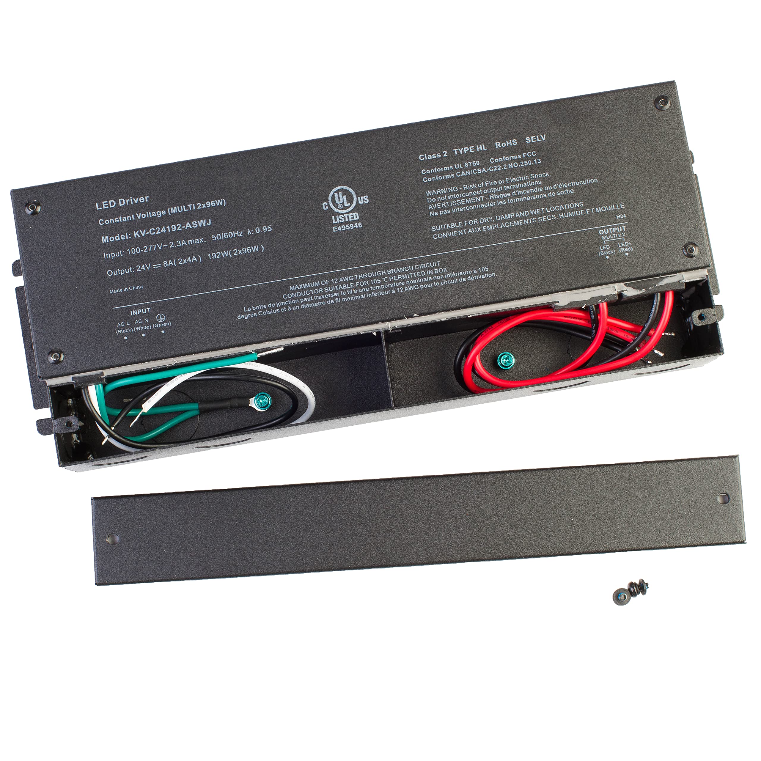 UL Listed 24V 192W LED Power Supply Driver - Class 2 Multi-Channel Output (96W x2) for LED Strip Lights - Perfect for Under Cabinet, Kitchen Lighting, and Tape Module Applications