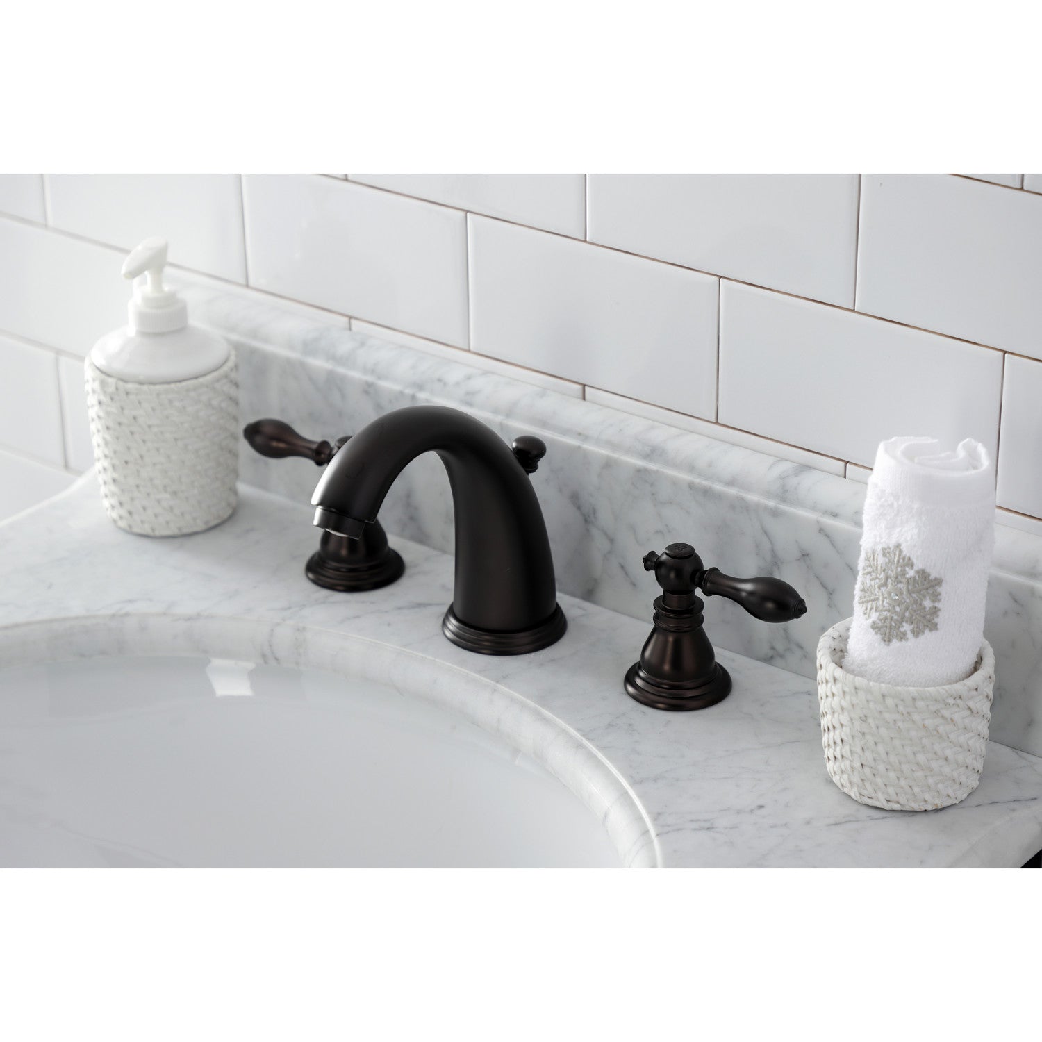 American Classic KB985ACL Oil Rubbed Bronze Widespread Bathroom Faucet - 2 Handle 3 Hole Deck Mount with Pop Up Drain - Perfect for Modern Bathroom Vanities and Powder Rooms