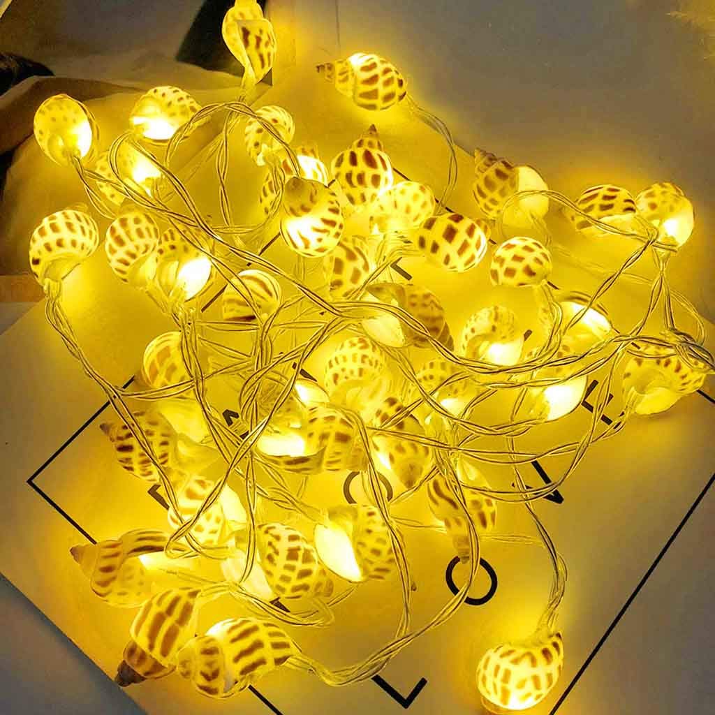 Warm White LED Conch String Lights - 1.2M/2.3M Christmas Party Decorations for Home, Garden & Outdoor Lighting | Perfect for Holiday, Wedding & Patio Decor