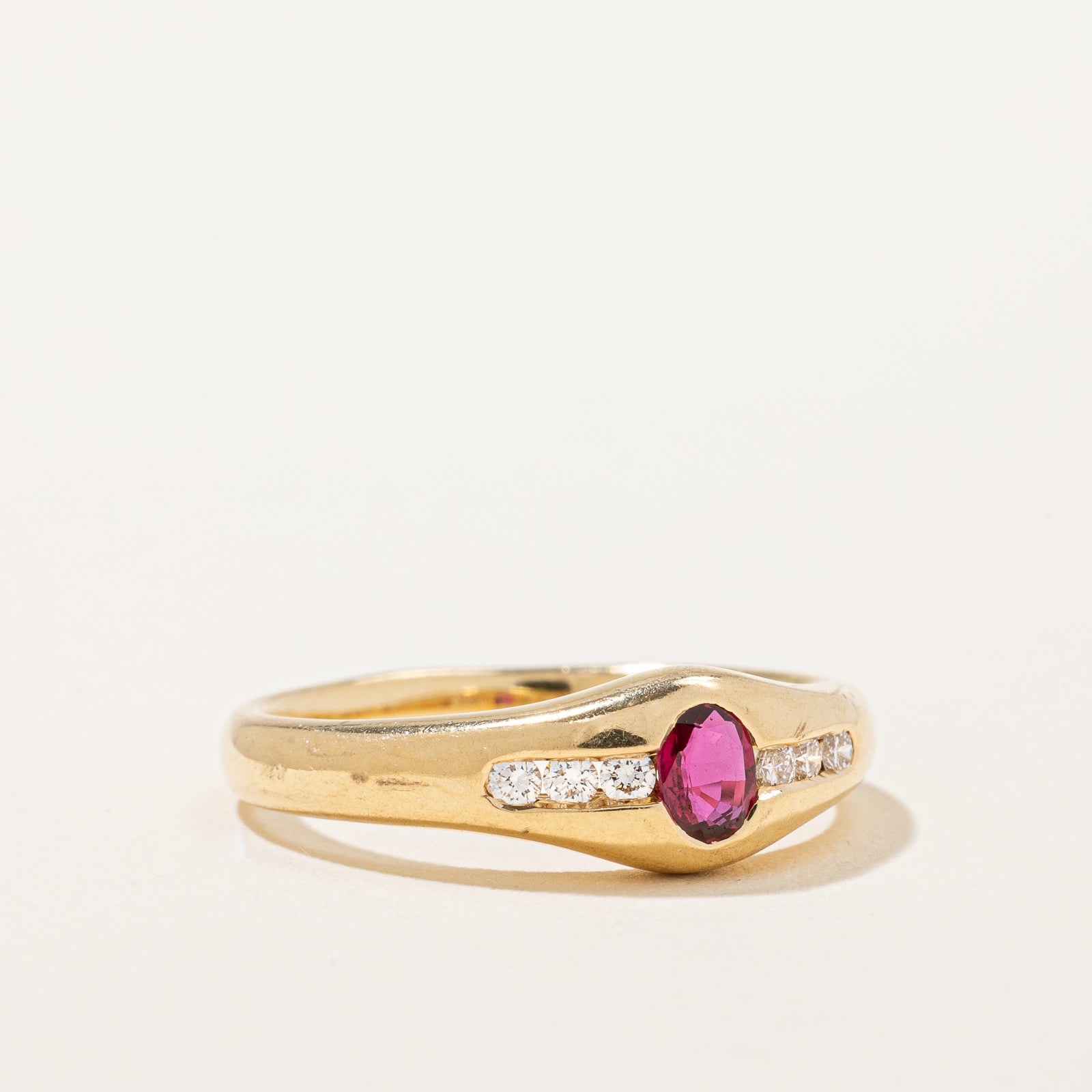 Exquisite Ruby & Diamond Tapered Ring - 0.19ct Natural Ruby & 0.10ctw Diamonds - Size 6.75 - Elegant Wedding, Anniversary or Gift Jewelry for Women
