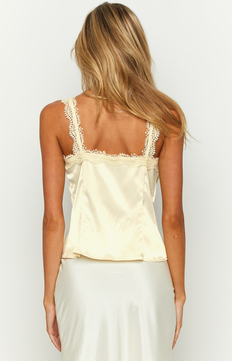 Ebony Baby Yellow Lace Cami Top - Elegant Lace Camisole for Women | Perfect for Date Nights, Weddings & Special Occasions