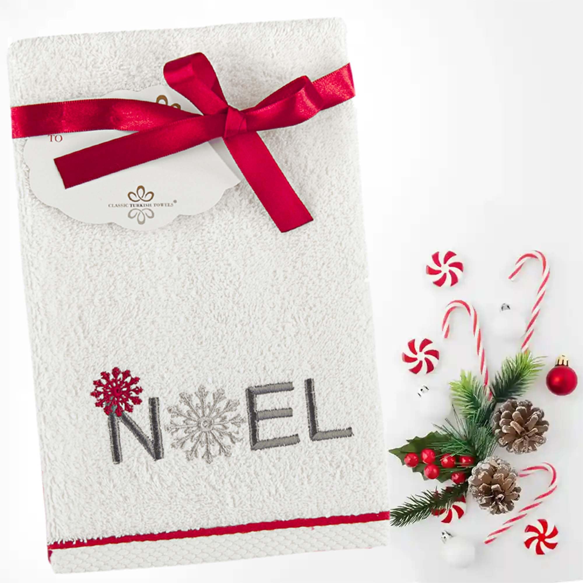 Premium 6-Piece Christmas Turkish Towel Set - Embroidered Holiday Finger & Hand Towels, Combed Cotton Kitchen Towels for Festive Decor & Gifts | Snowy Winter Theme | Perfect for Holiday Parties, Home Decor & Thoughtful Gifting