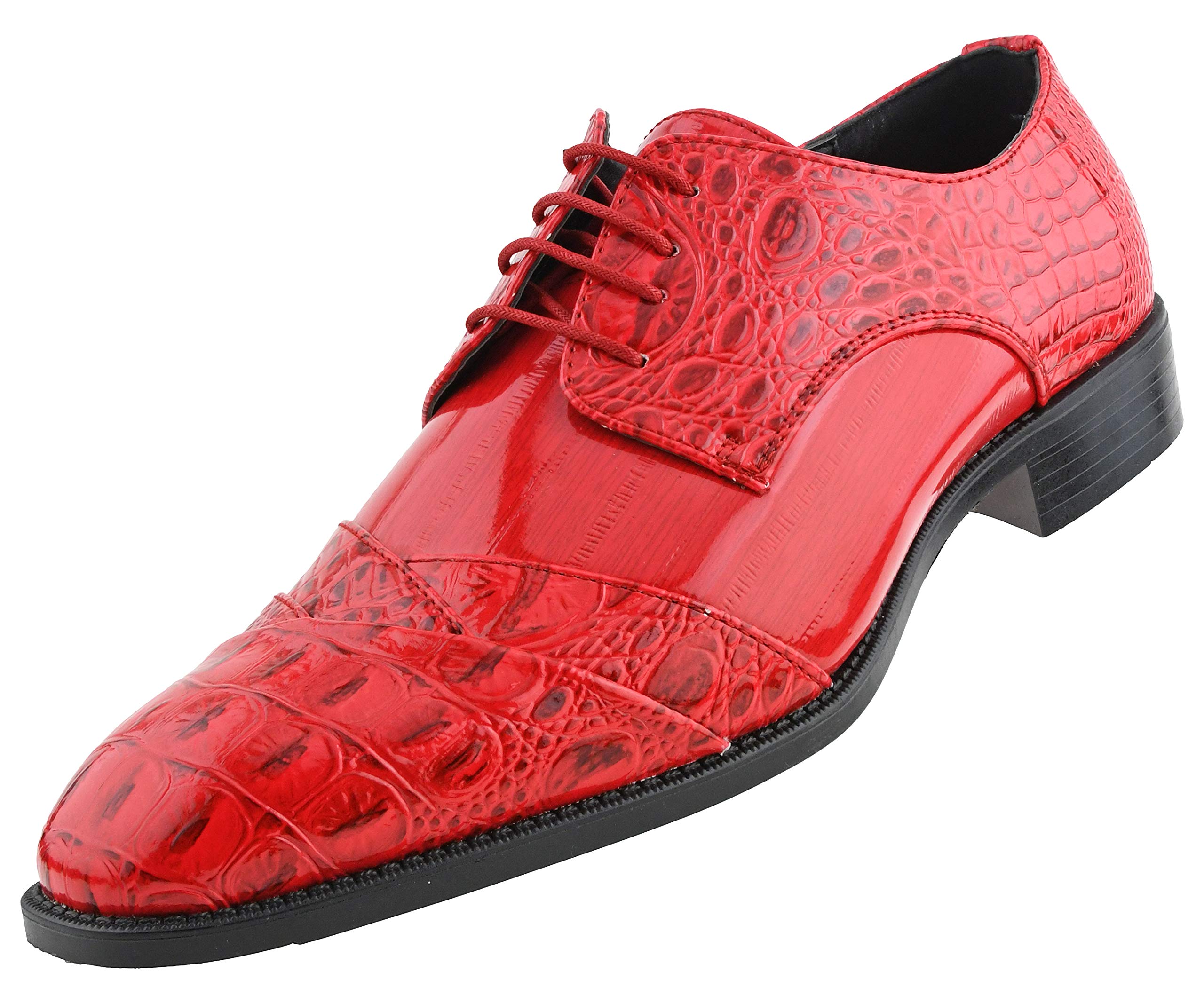 Bolano Bandit Men's Cap Toe Oxford Dress Shoes - Alligator Print Formal Shoes for Business & Weddings - Premium Croc Folded Oxfords for Office, Parties & Special Occasions