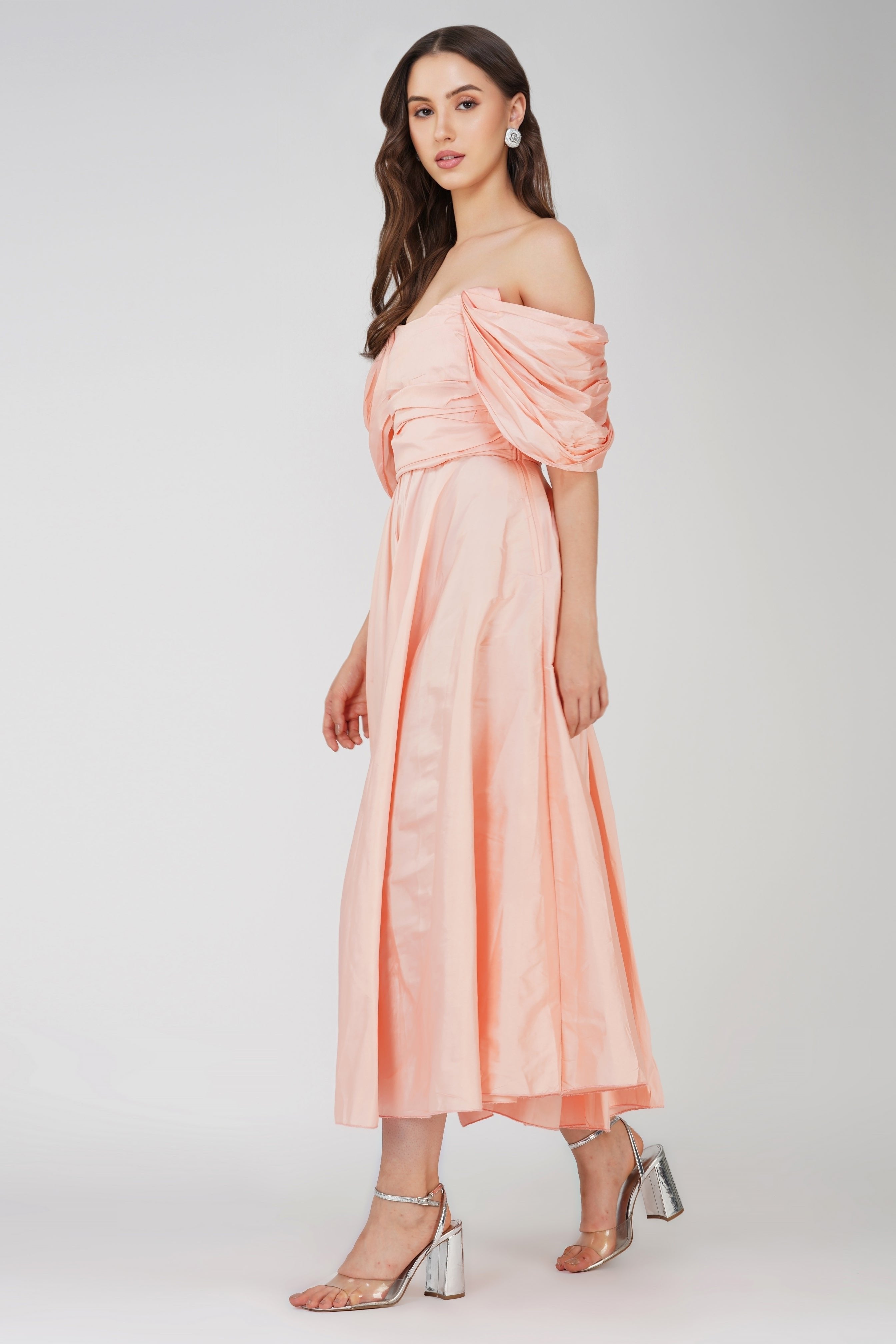 Anya Sugar Pink Taffeta Midi Dress for Women - Elegant Party & Wedding Guest Dress - Formal Cocktail & Evening Gown for Special Occasions