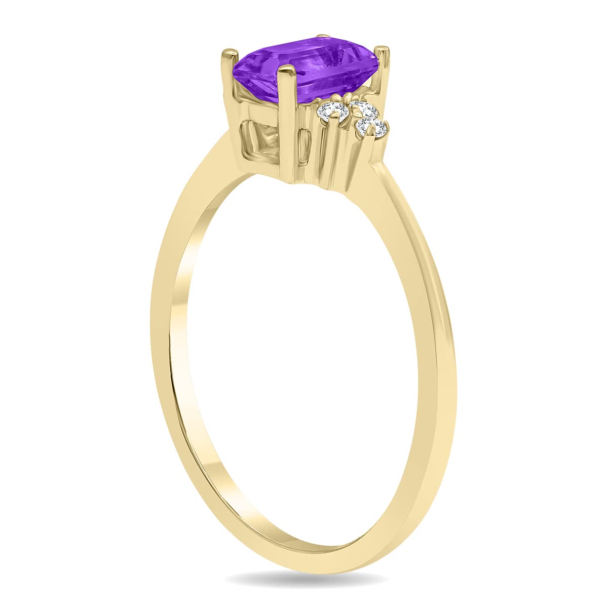 10K Yellow Gold Gemstone & Diamond Ring - Emerald, Sapphire, Blue Topaz, Amethyst Options | Elegant Jewelry for Engagement, Wedding & Special Occasions