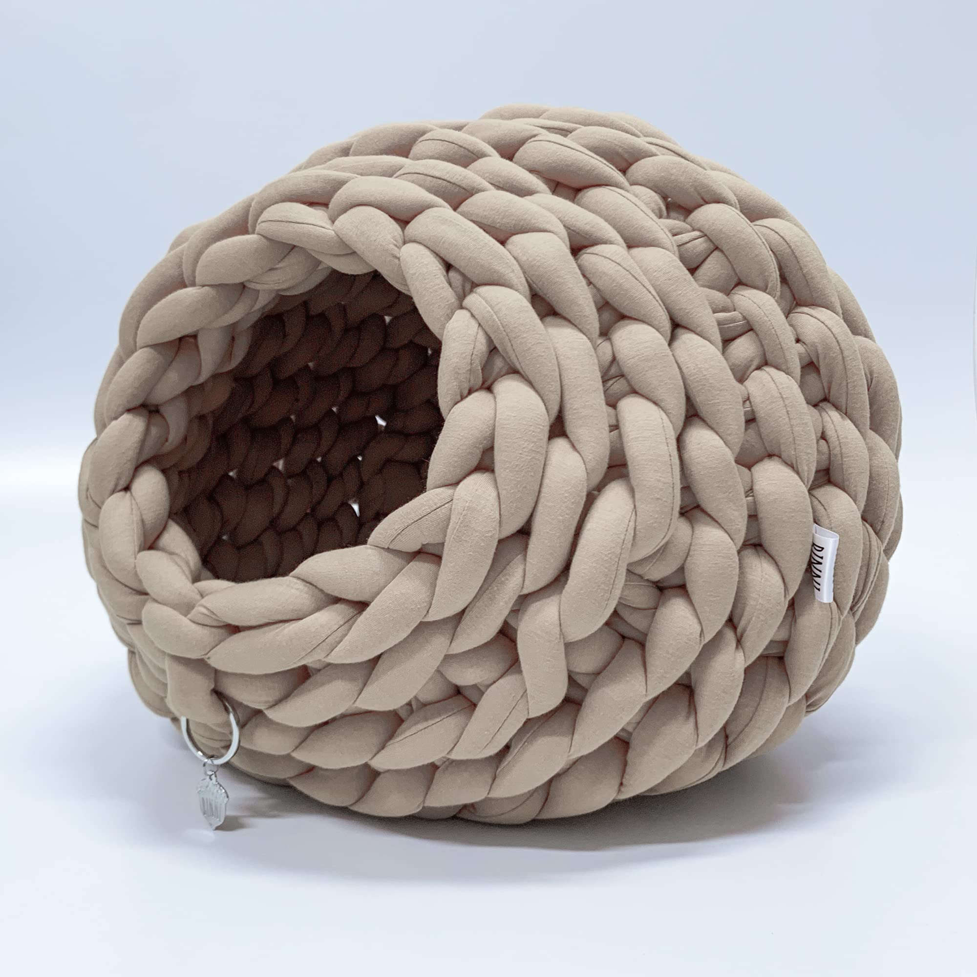 Premium Handmade Cat Bed Cave - Cozy & Washable Pet Bed for Cats, Kittens & Small Animals - Soft Cat House with Removable Cushion (Beige) - Perfect for Indoor Napping, Warm Winter Shelter & Stress Relief