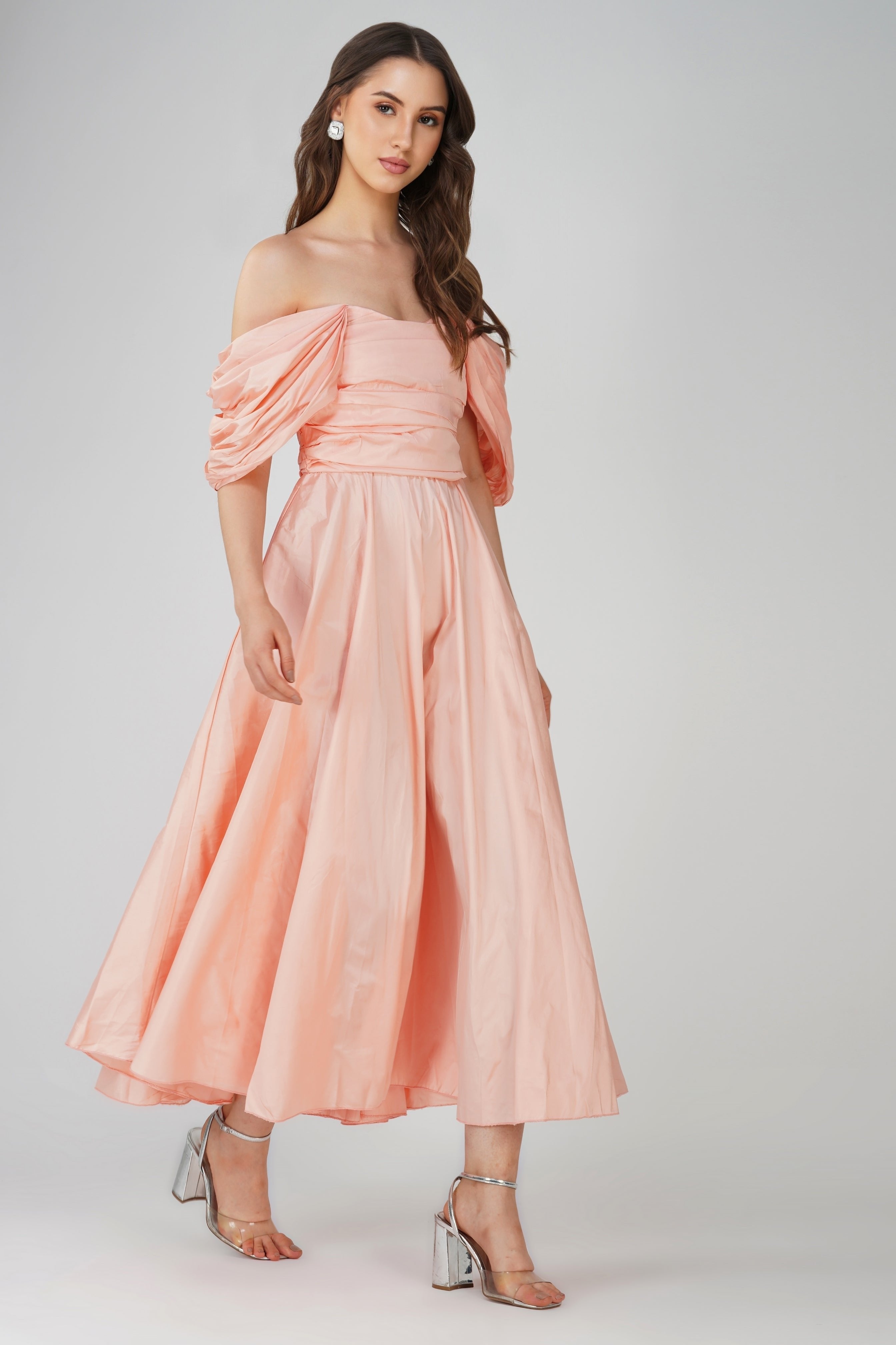 Anya Sugar Pink Taffeta Midi Dress for Women - Elegant Party & Wedding Guest Dress - Formal Cocktail & Evening Gown for Special Occasions