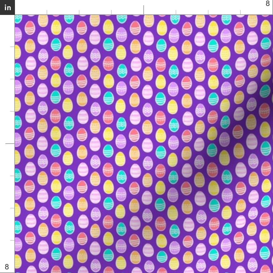 Micro Scale Easter Eggs Purple Cute Bunny Printed Velvet Fabric by The Yard - Upholstery, Home Decor & Apparel Material - Perfect for DIY Projects, Curtains, Pillows and Clothing
