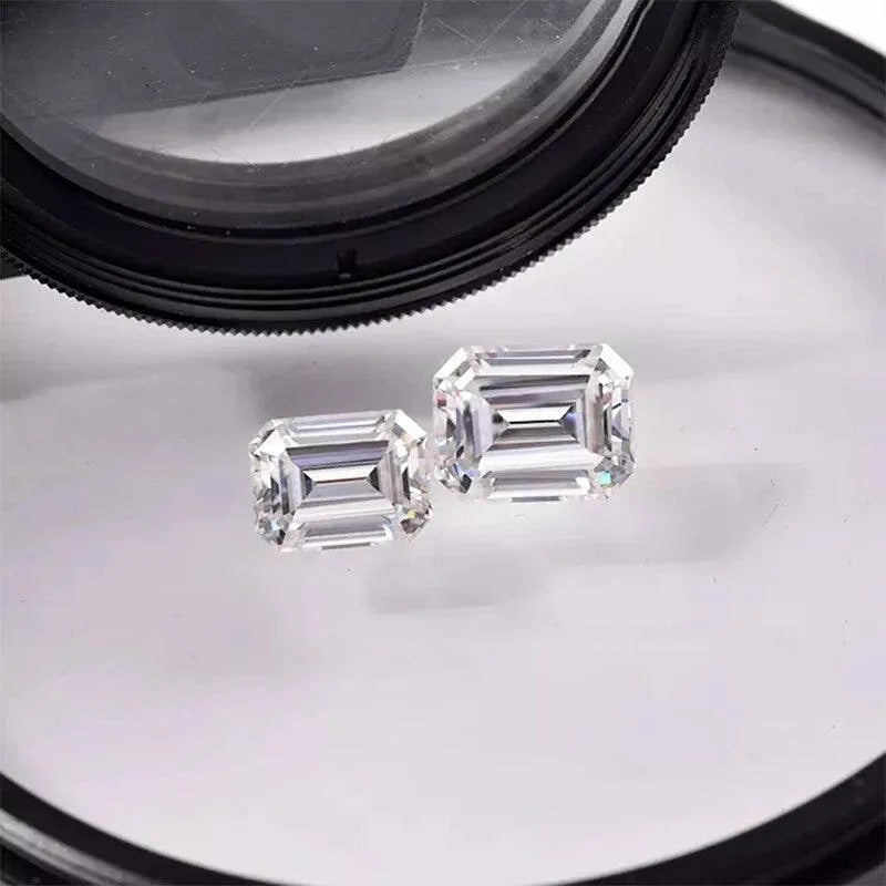 Super White Emerald Cut Moissanite Loose Stone - D Color VVS1 Lab-Grown Certified Champagne Moissanite Diamond for Engagement Rings & Fine Jewelry Making