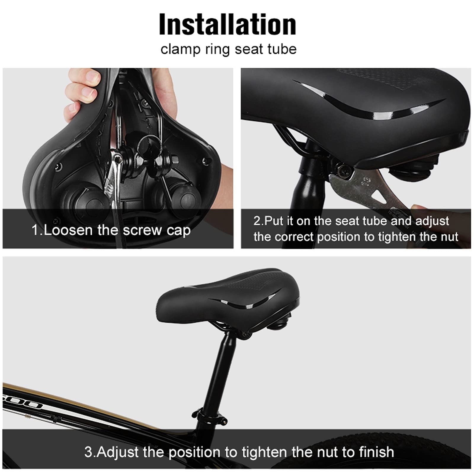 **Comfortable Memory Foam Bicycle Saddle Seat with Gel Cushion & Reflective Strap – Shock-Absorbing Bike Seat for Men & Women – Ideal for Exercise Bikes, Mountain Bikes & Commuting**