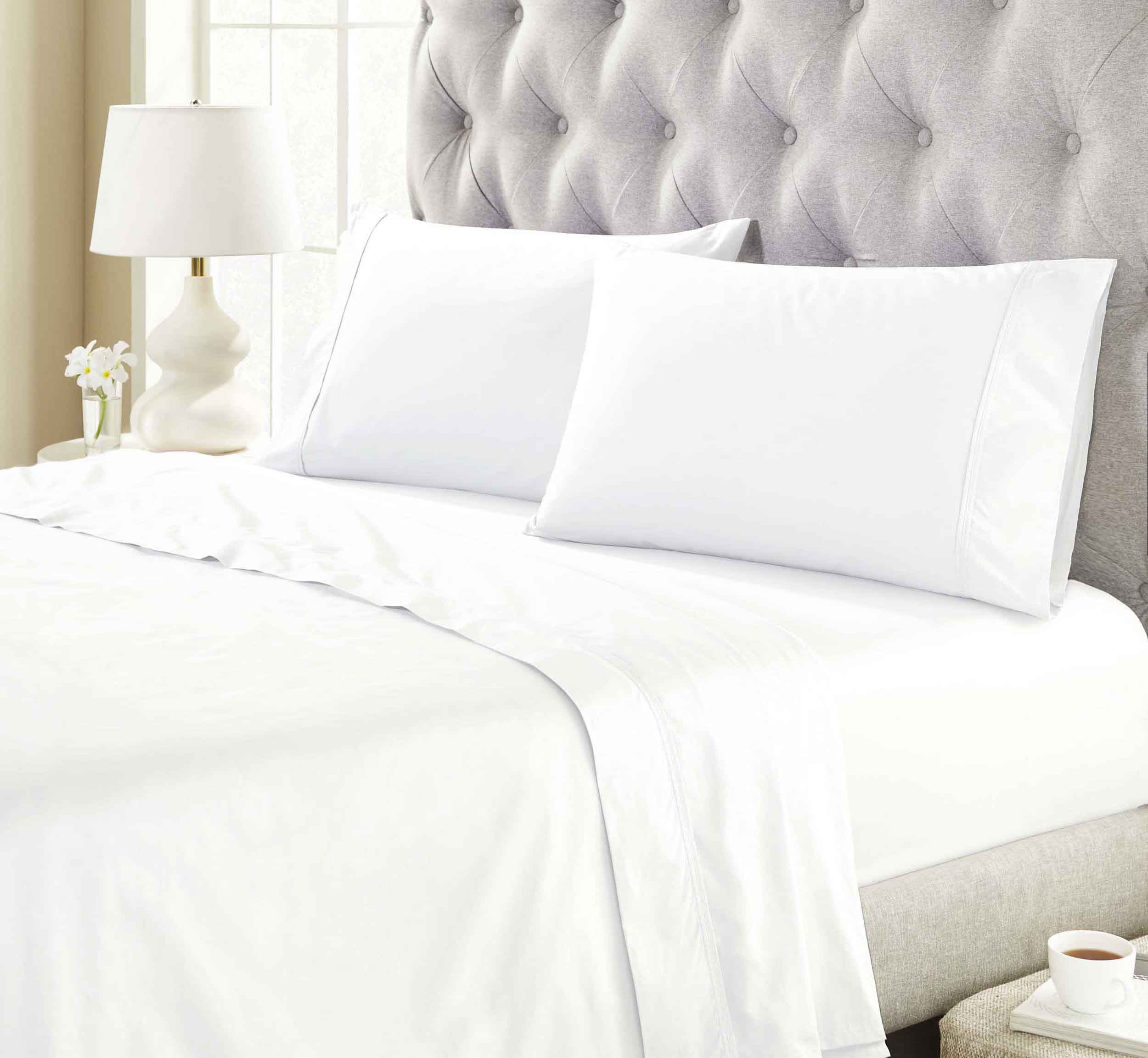 Gina Organic Cotton 300 Thread Count Percale Deep Pocket Bed Sheet Set - Queen Size, Breathable & Hypoallergenic for Comfortable Sleep - Perfect for Master Bedroom, Guest Room & Dorm Essentials