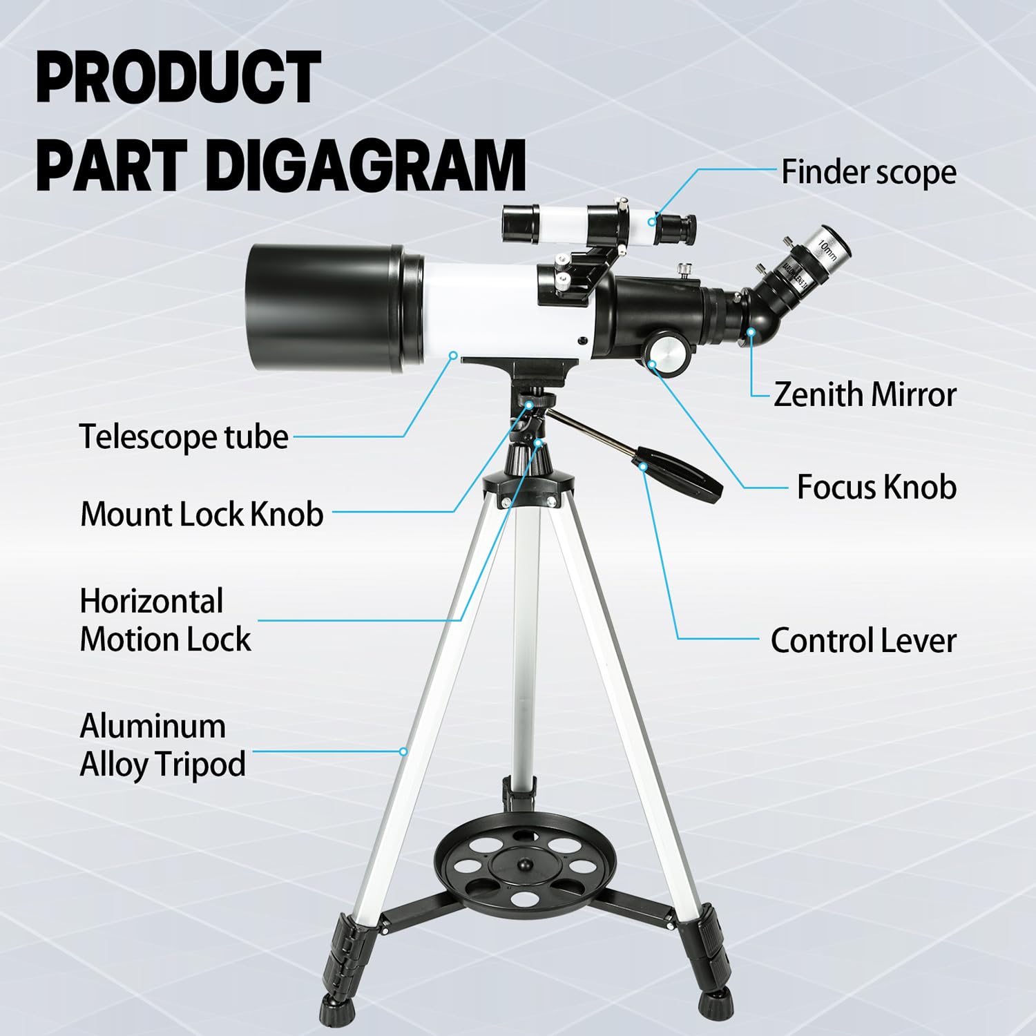 Premium Portable Refractor Telescope for Adults & Kids - High Powered Astronomy Telescope for Stargazing, Deep Space & Planets Observation - Includes Smartphone Adapter for Astrophotography - Perfect for Beginners, Travel & Outdoor Exploration