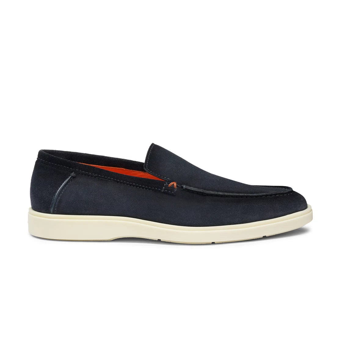 SANTONI Blue Suede Slip-On Loafers for Men - Comfortable Casual Shoes for Office, Travel & Everyday Wear