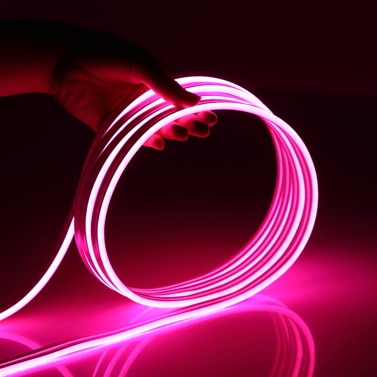 16.4ft Pink Neon LED Strip Lights - Waterproof 12V Flexible Rope Light for Indoor/Outdoor Decor, Bedroom, Party, Bar, Wedding & Holiday Lighting (Cuttable, Power Adapter Not Included)