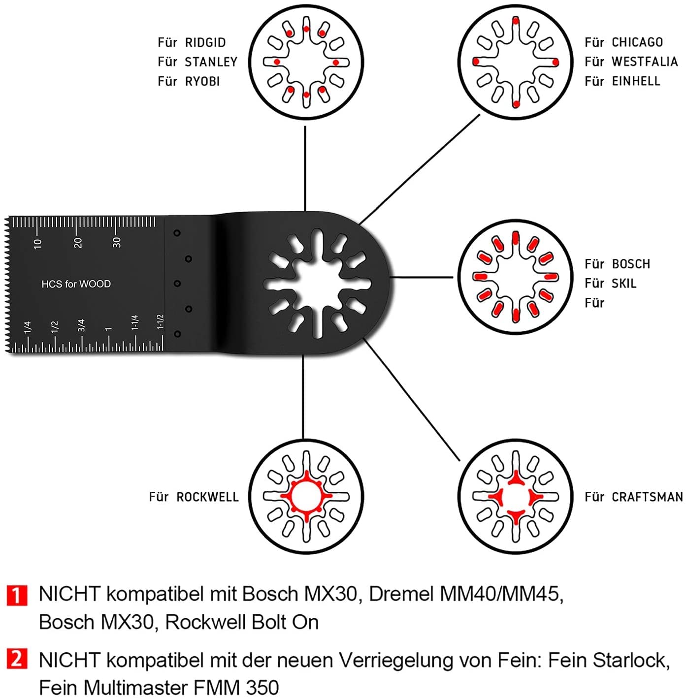 100-Piece Oscillating Saw Blade Accessory Kit - Multi-Tool Blades for Fein Multimaster, Dremel, Makita, Einhell - Perfect for Wood, Metal & Drywall Cutting
