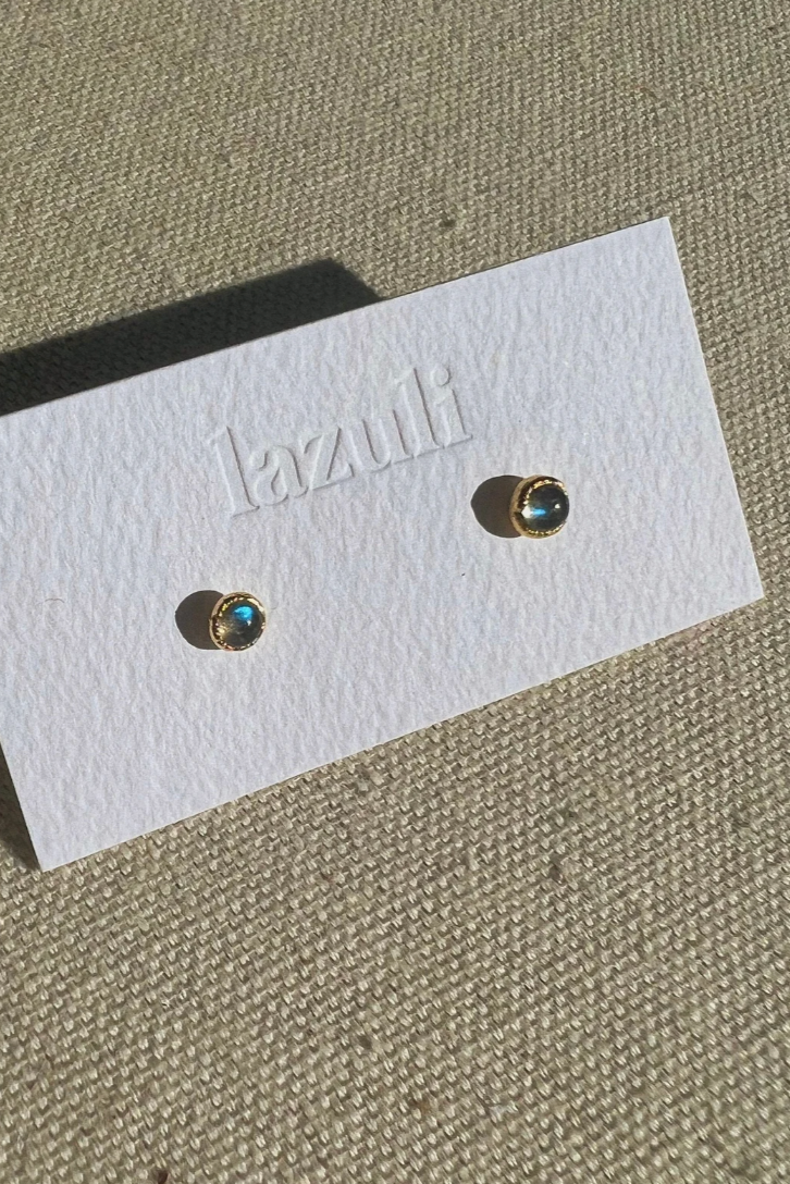 Minimalist Labradorite Stud Earrings for Women - Elegant & Simple Gemstone Earrings for Everyday Wear, Gift, or Special Occasions