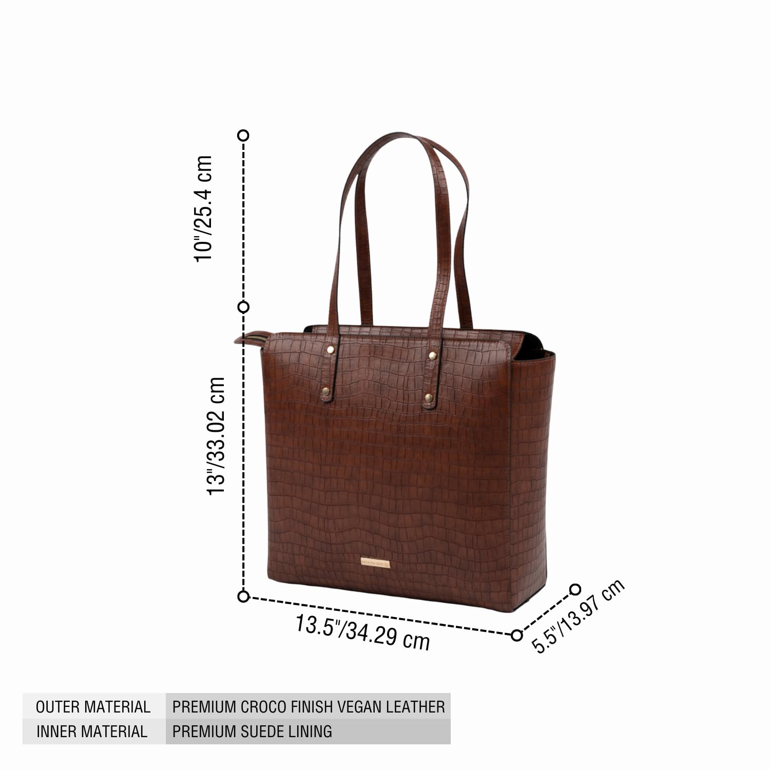Premium Vegan Leather Tote Bag for Women - Large Stylish Handbag with Zip Closure | Office, College & Travel Essentials | Handcrafted in India | Perfect for Work, School & Weekend Getaways