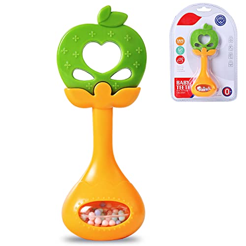 **Baby Teether & Rattle Toy - BPA-Free Silicone Apple Chew Toy for Newborns 0-6m & 6-12m - Soothing Teething Relief & Sensory Play for Infants - Perfect for Home, Travel, and Daycare Use**