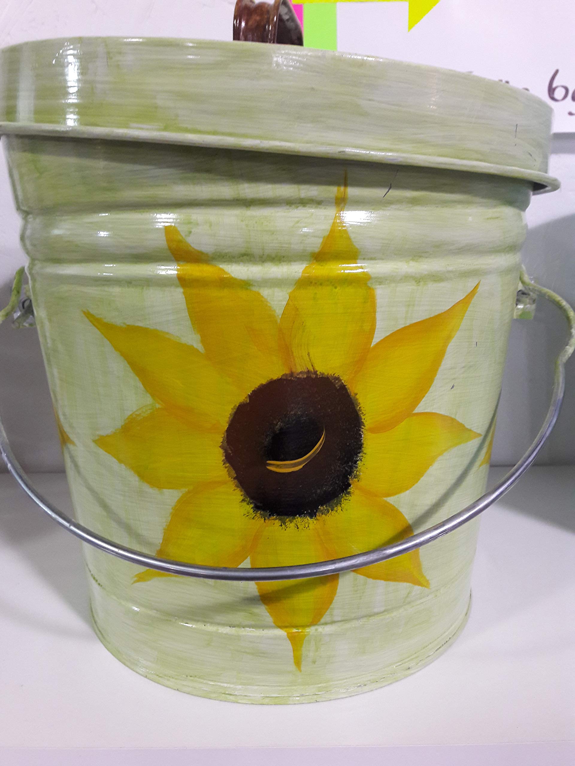 6 Gallon Hand Painted Decorative Trash Can - Elegant Waste Bin for Kitchen, Bathroom & Office - Perfect for Home Decor & Organization