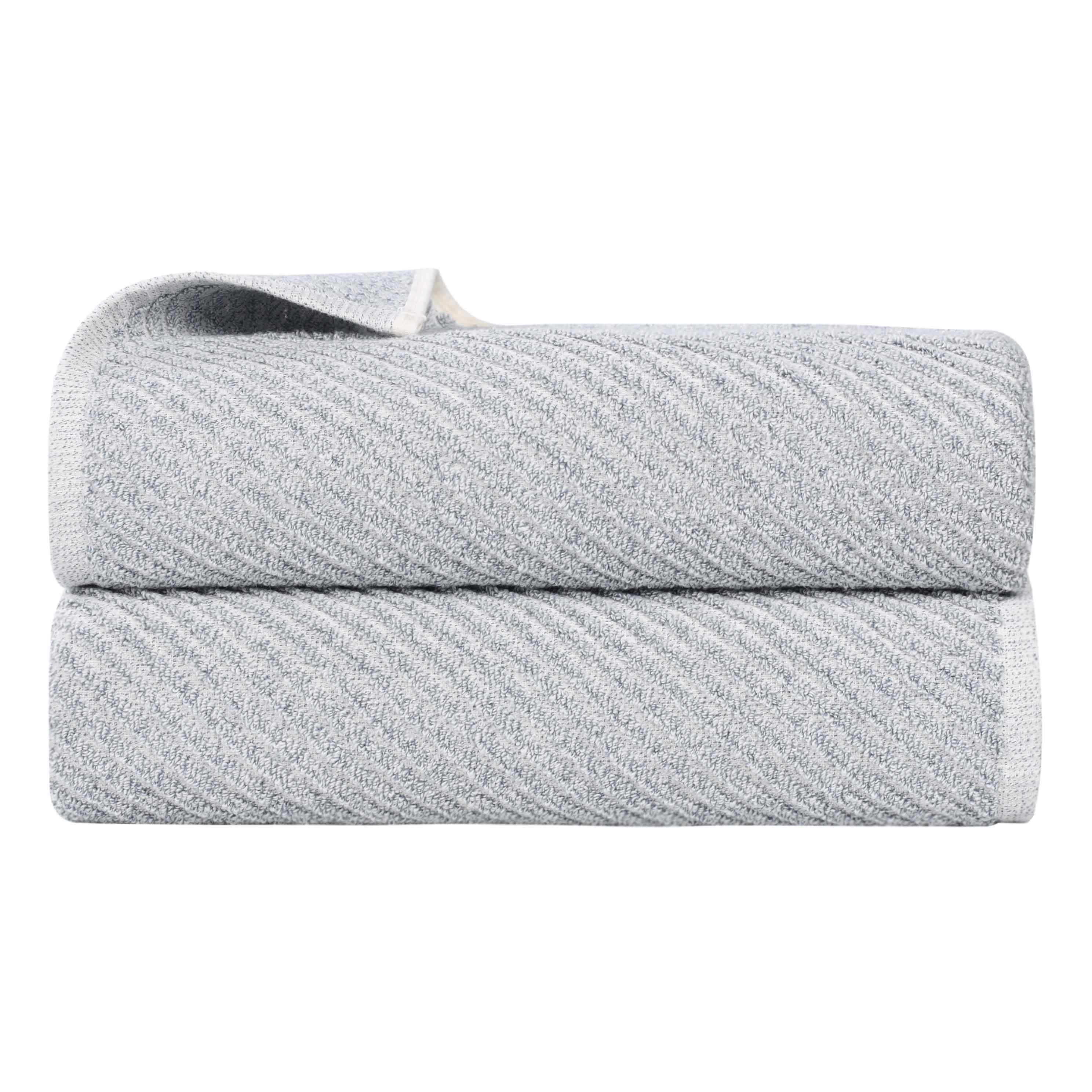 Amelia Cotton Blend Diagonal Stripes Bath Towels Set of 2 - Ultra Soft & Absorbent Large Bath Sheets for Spa, Beach & Luxury Bathroom Decor