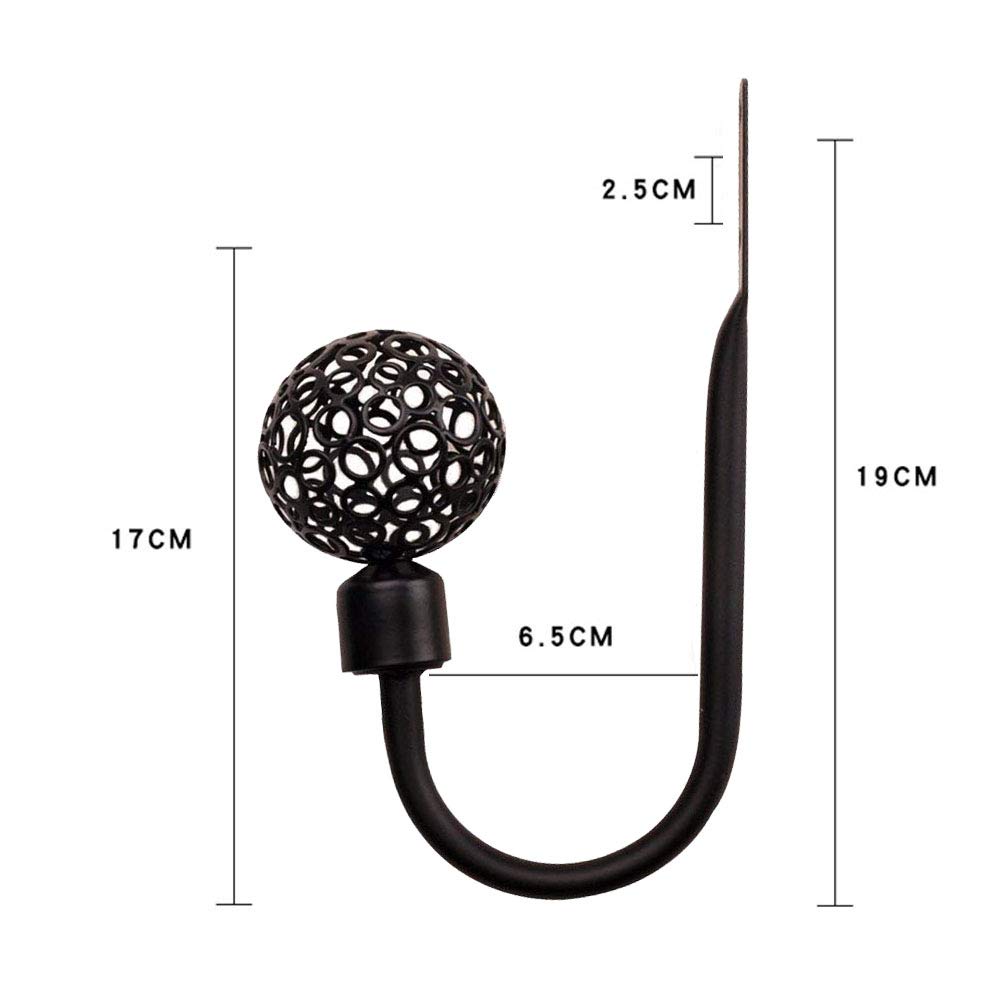 Elegant Black Metal Hollow Out Curtain Tiebacks - Set of 2 Decorative Drapery Holdbacks for Living Room, Bedroom & Window Dressing