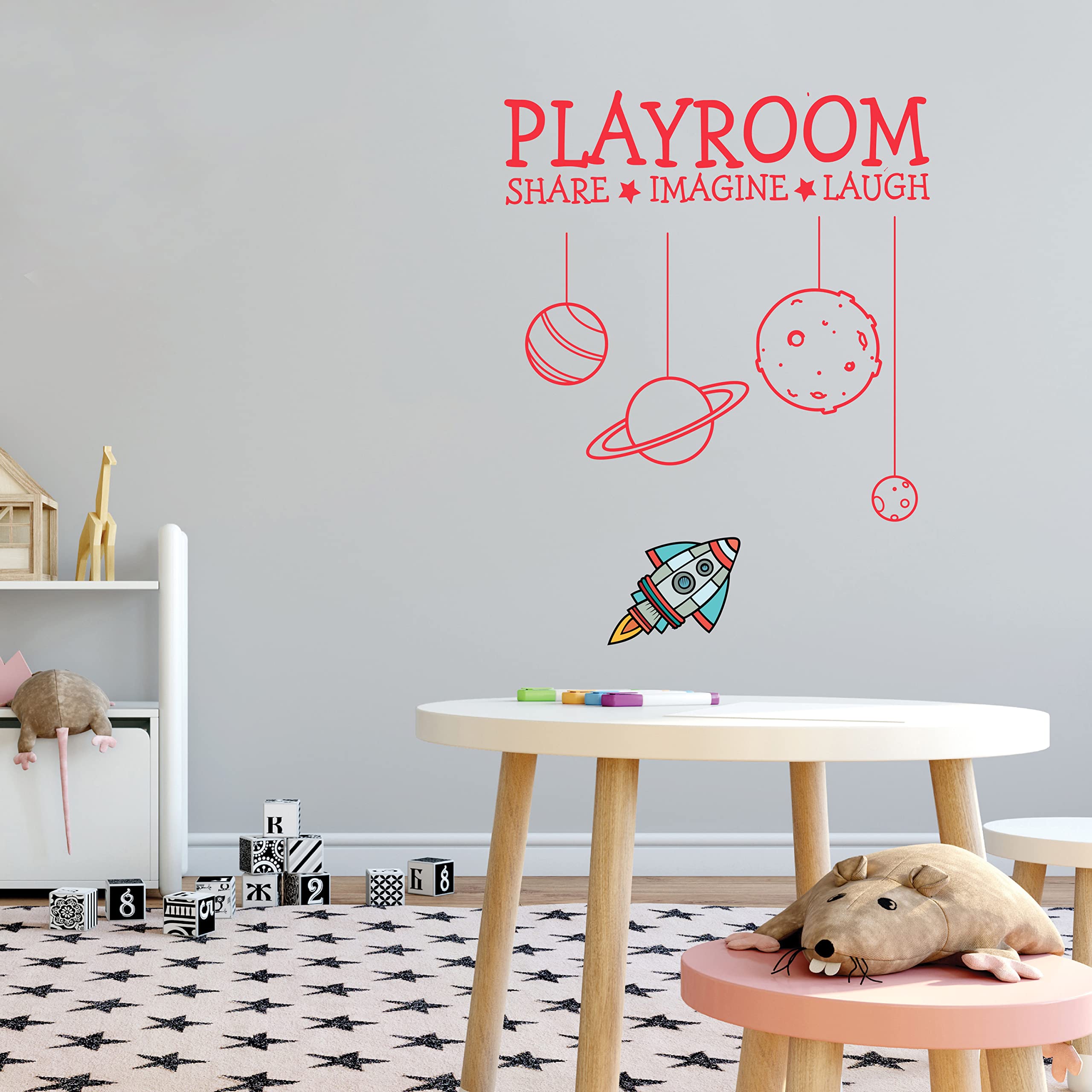Space Themed Vinyl Wall Stickers for Playroom & Nursery Decor - 8