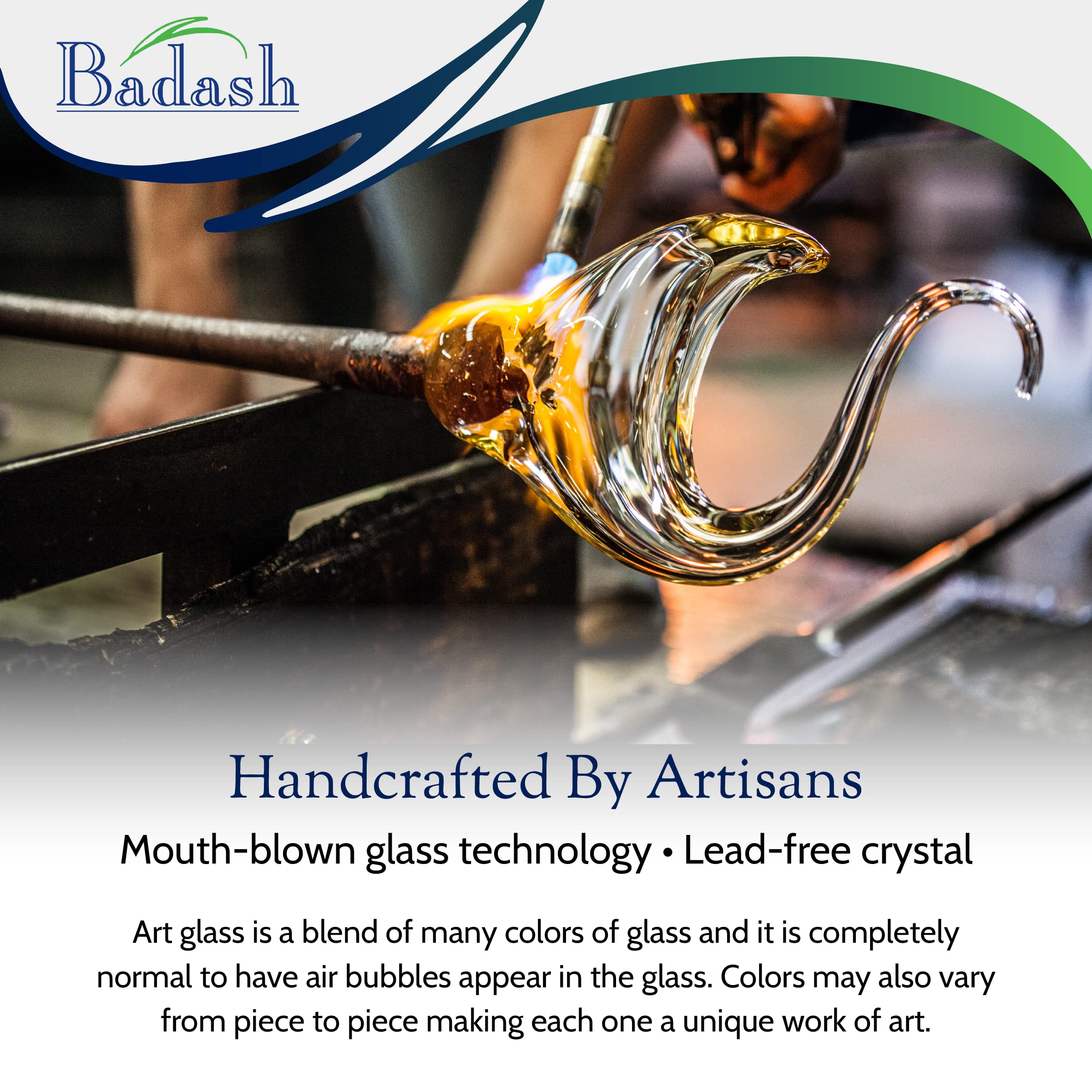 Badash Allura Murano-Style Glass Vase - 7 Inch Tall Handcrafted Mouth-Blown Oval Art Glass Vase for Home Decor - Elegant Centerpiece for Dining Table, Wedding Decor, and Luxury Gift Idea