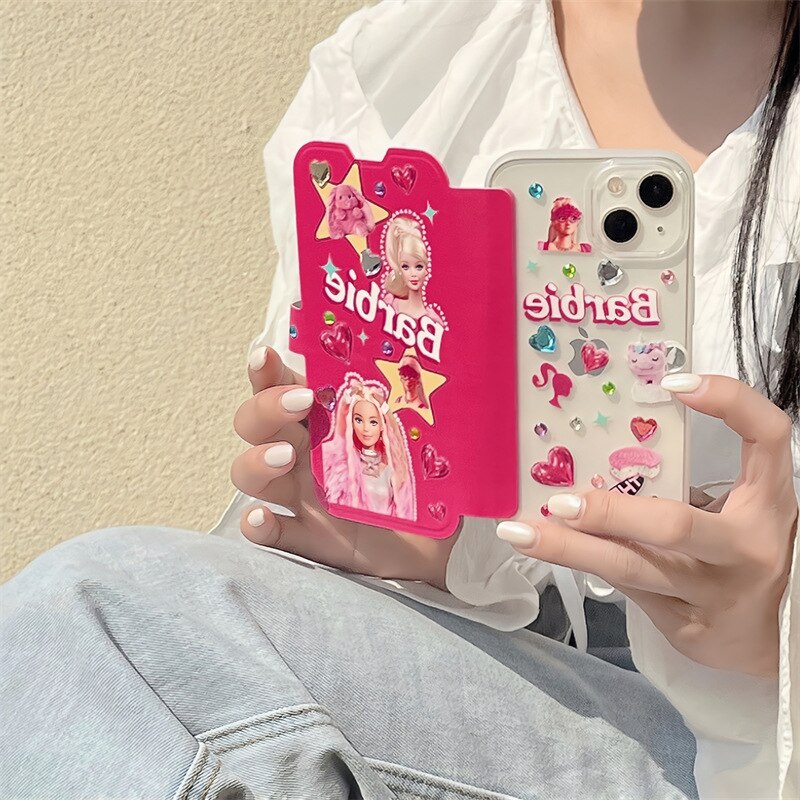 Barbie Flip Color Diamond Star iPhone 14 Pro Max Case - Shockproof Soft TPU Cute Cartoon Girl Phone Cover - Perfect for School, Work & Everyday Use