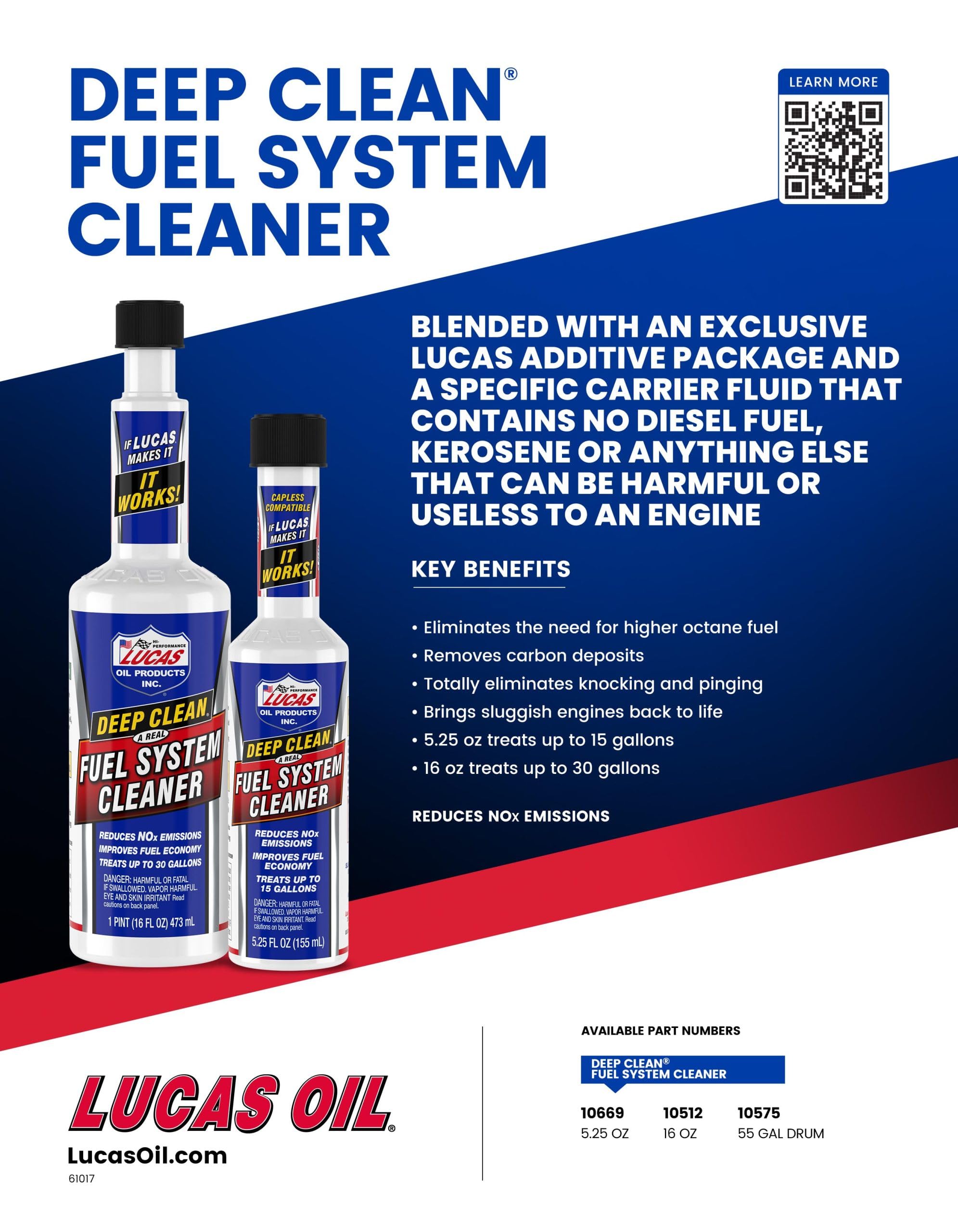 Lucas Oil 10512-12PK Deep Clean Fuel System Cleaner - 16 oz Bottle (12 Pack Case) | Removes Deposits & Improves Performance | Ideal for Cars, Trucks & Motorcycles