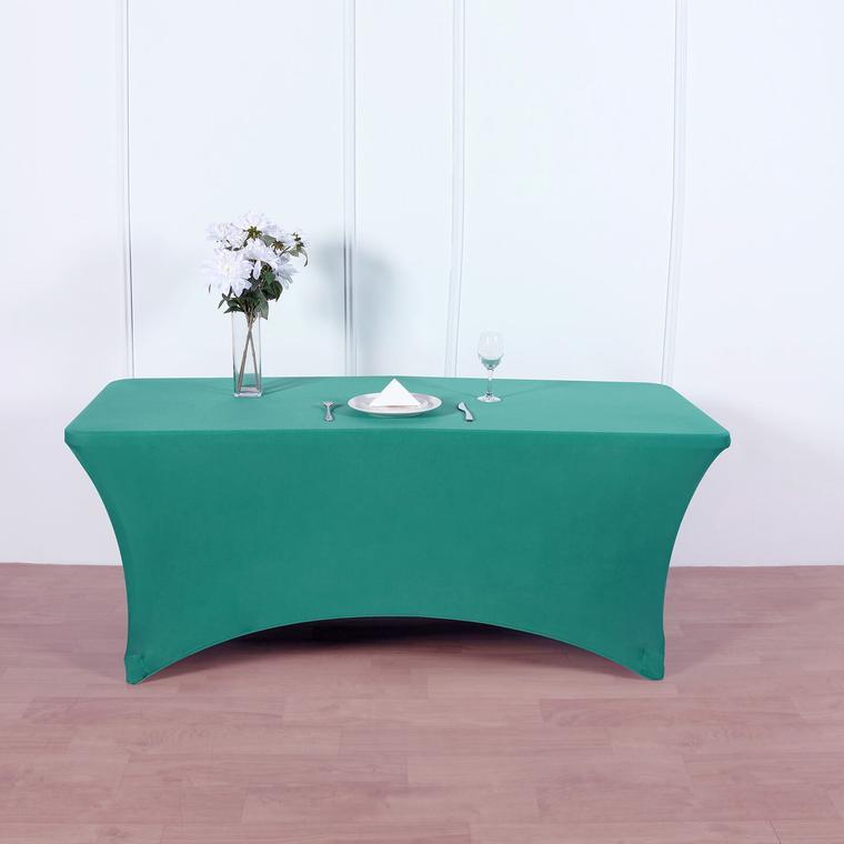 6 ft Stretch Spandex Tablecloth - 72 x 30 Inches Rectangular Fitted Table Cover for Banquet, Wedding & Party Decorations