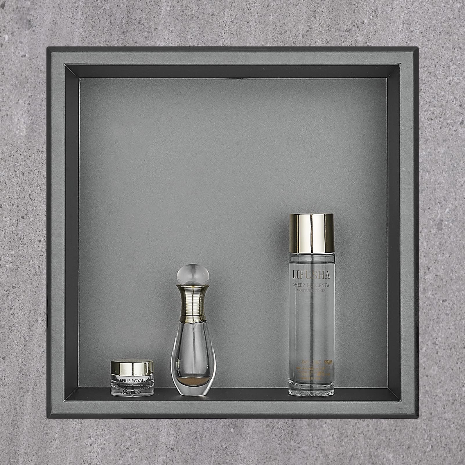 Frameless Wall Niche for Shower - 30x30x10cm Single Layer Bathroom Shelf | Built-in Shower Organizer for Body Wash, Shampoo & Toiletries | Grey | Perfect for Modern Bathrooms & Spa-Like Showers