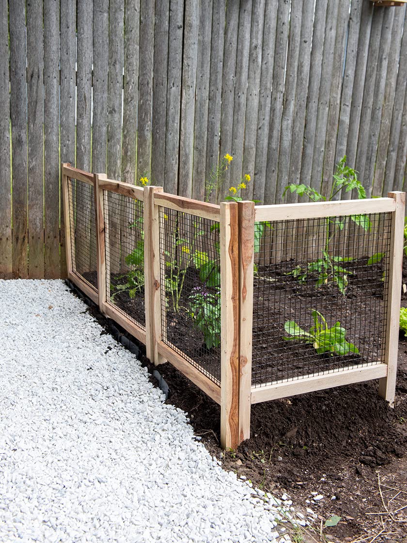 Wood and Wire Critter Fence Set of 4 - Durable Garden Protection for Small Animals - Perfect for Vegetable Gardens, Flower Beds, and Backyard Landscaping