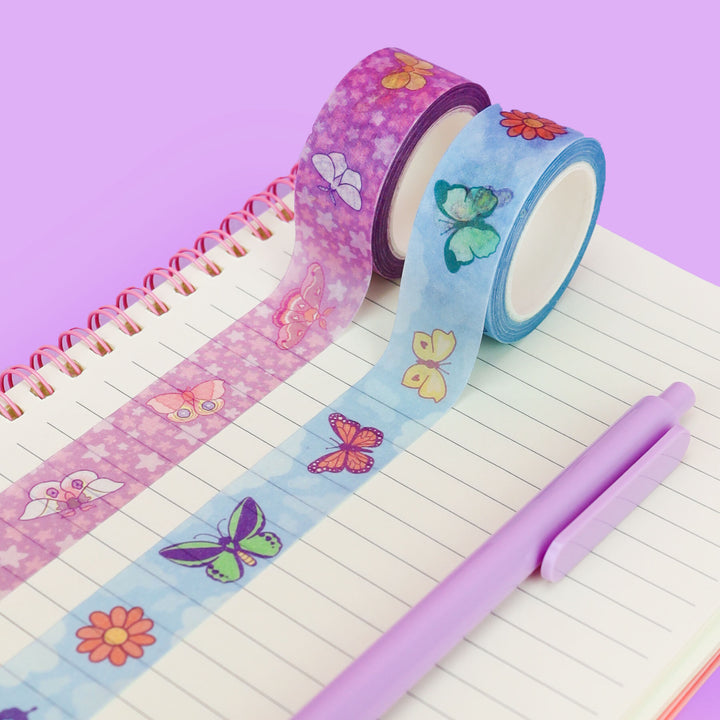 Butterflies and Moths Washi Tape - Decorative Japanese Paper Tape for Scrapbooking, Journaling, DIY Crafts & Gift Wrapping - Turtle's Soup Collection