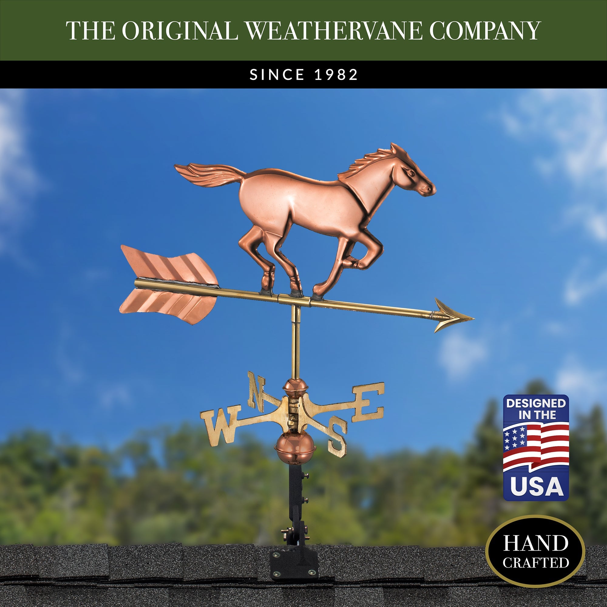 Vintage Horse Cottage Weathervane - Handcrafted Copper Farmhouse Decor for Garden, Roof, or Barn | Rustic Outdoor Home & Yard Decoration