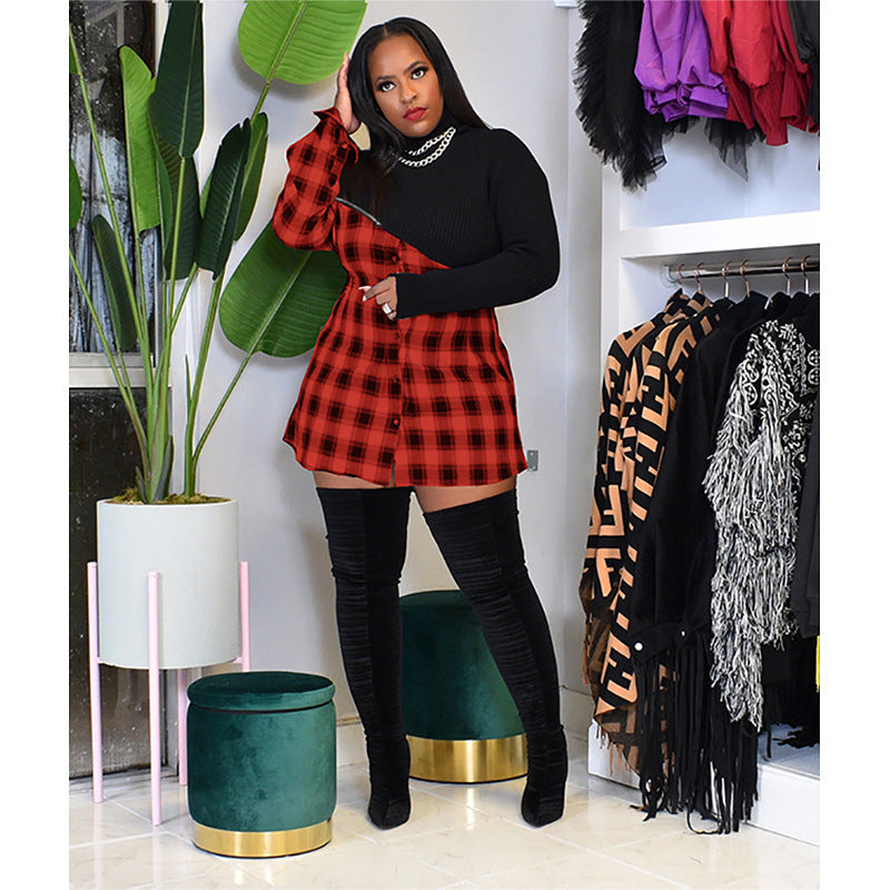 Stylish Long Sleeve Crew Neck Plaid Dress for Women | Flannel Shirt Dress for Fall & Winter | Perfect for Office, Date Night & Casual Outings
