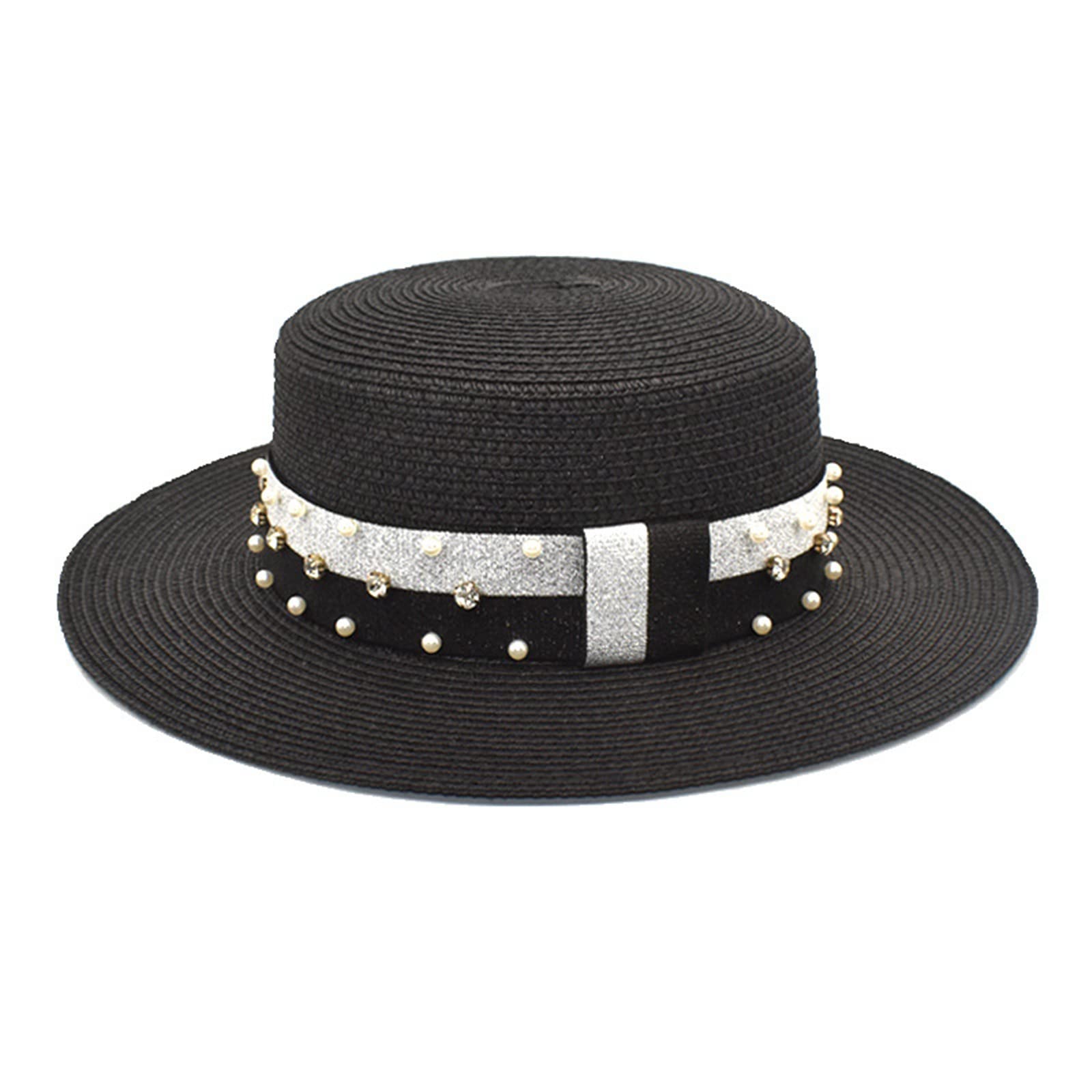 Korean Big Brim Straw Sun Hat for Women - Summer Travel & Outdoor Protection (Black)