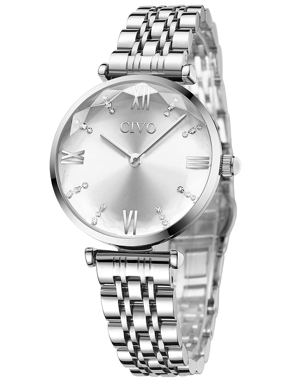CIVO Women's Waterproof Stainless Steel Watch - 32mm Two-Tone Metal Band, Elegant Diamond Dial Analog Quartz Watch - Perfect for Work, Party & Everyday Wear