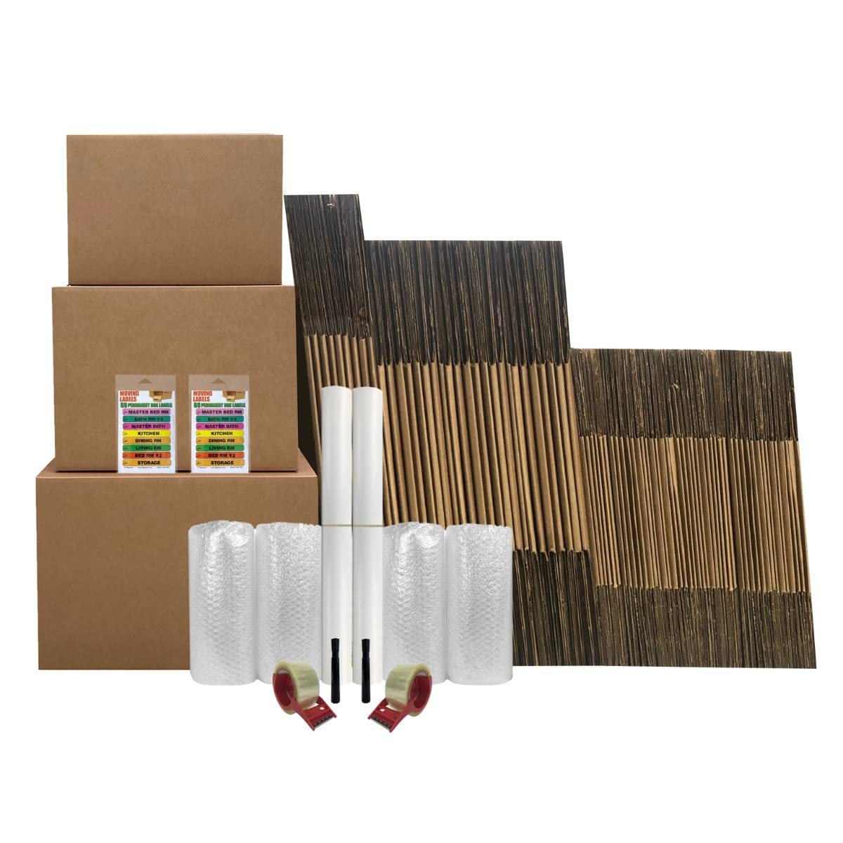 80-Piece 7-Room Moving Box Kit with $75 Worth of Packing Supplies - Perfect for Home Relocation, Office Moves & Storage Organization