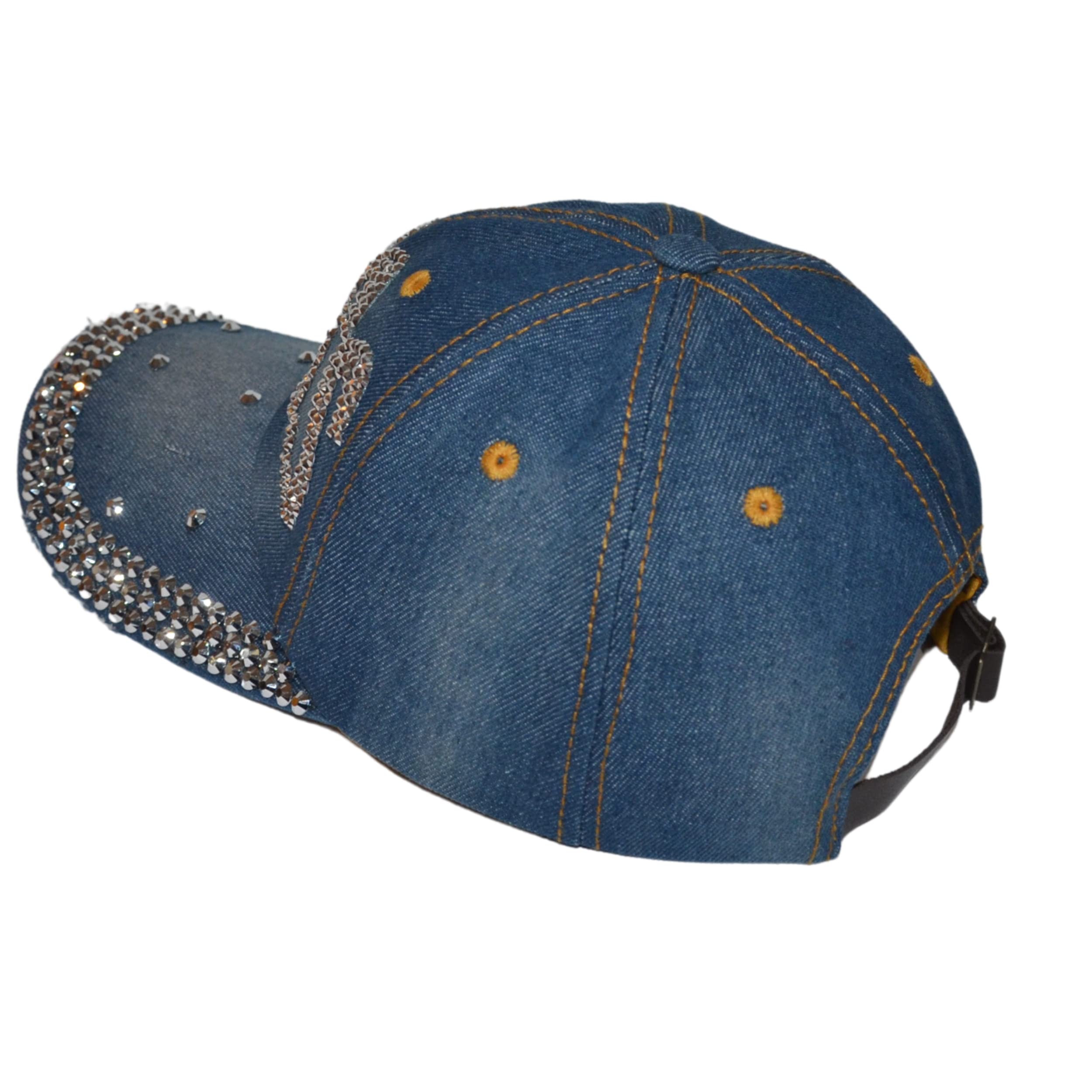 Stylish Popfizzy Bling Hats for Women - Rhinestone Baseball Caps & Bejeweled Distressed Denim Hats | Perfect Bling Gifts for Parties, Festivals & Everyday Fashion