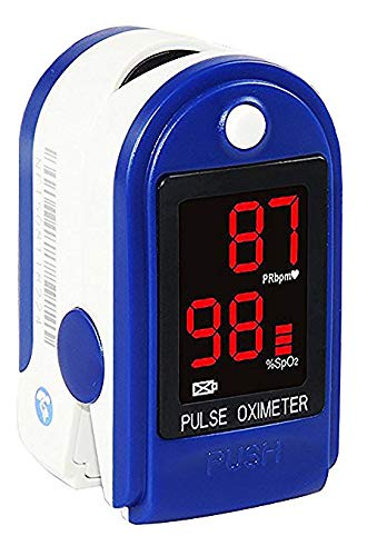 Concord Basics Fingertip Pulse Oximeter - Accurate SpO2 & Heart Rate Monitor with Carrying Case, Batteries, Silicone Cover & Lanyard - Portable Blood Oxygen Saturation Meter for Home, Travel & Sports (Blue)