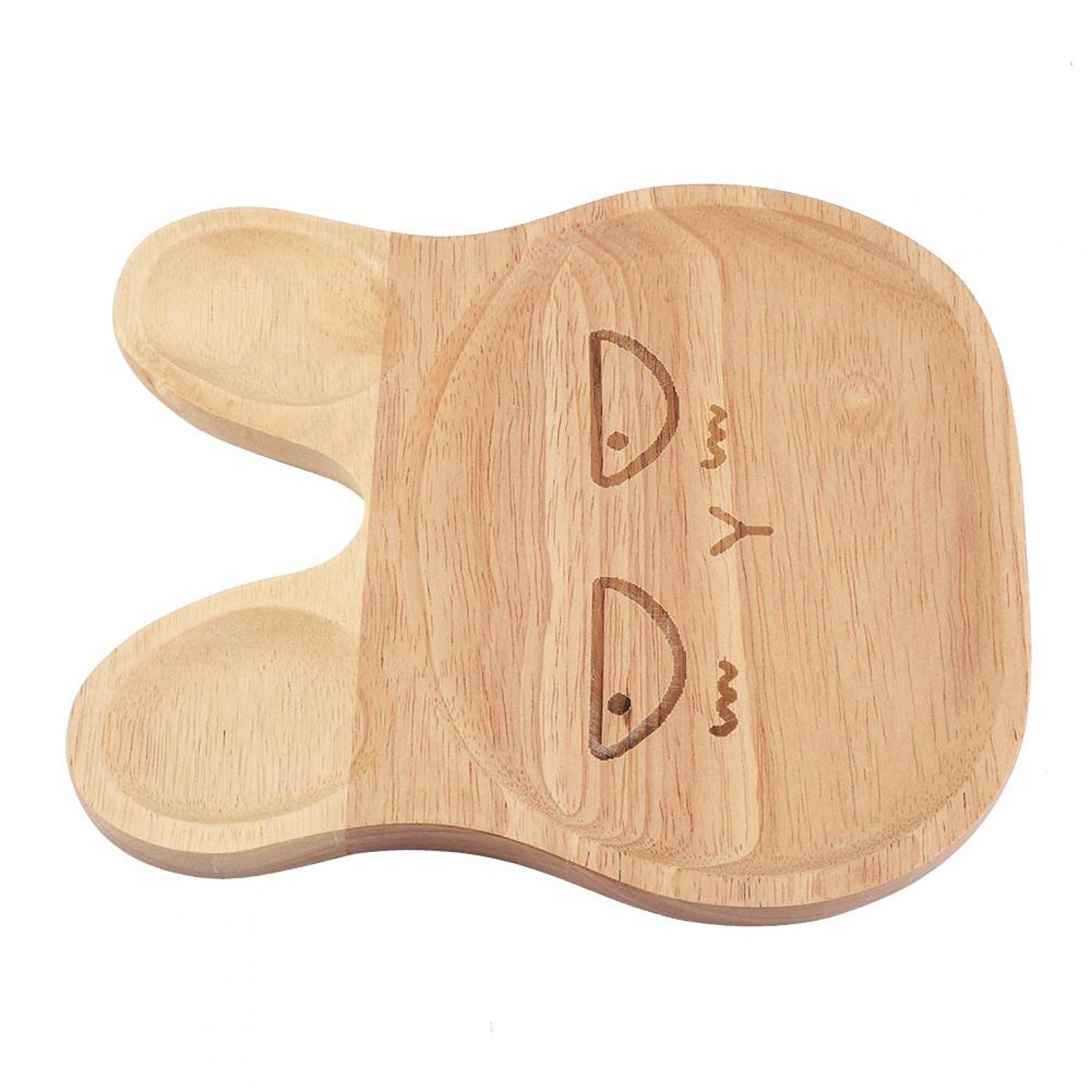 Eco-Friendly Wooden Snack Serving Tray for Kids - Reusable Dessert Dish, Portable Multi-Purpose Tableware for Children's Parties, Picnics & Home Use